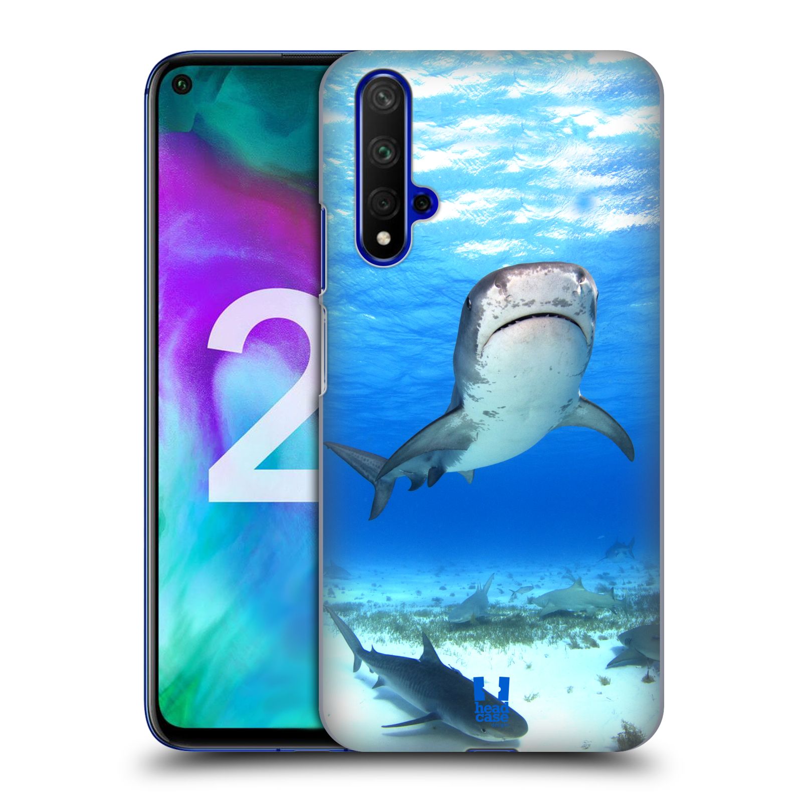 Pouzdro na mobil Honor 20 - HEAD CASE - vzor slavná zvířata foto žralok tygří
