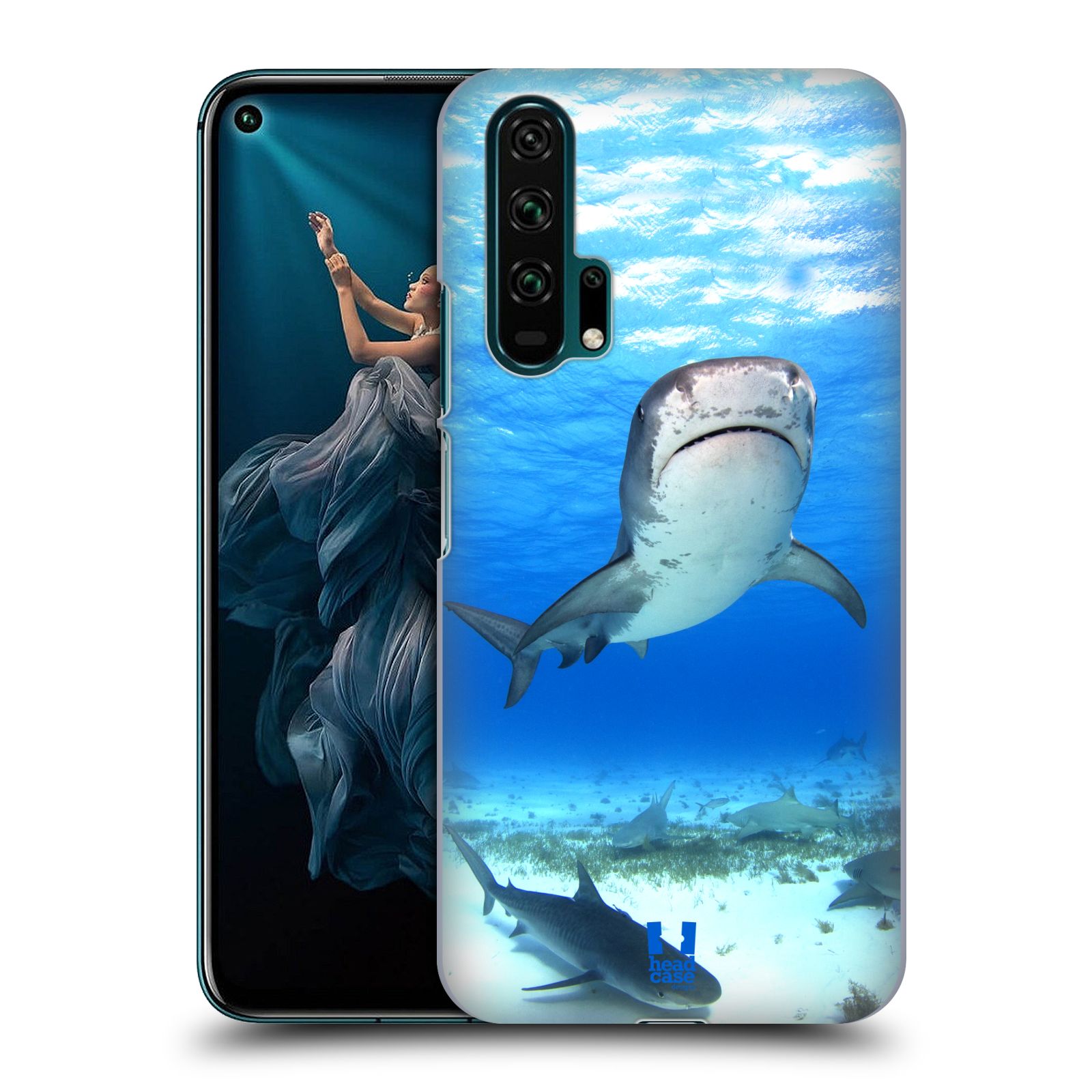 Pouzdro na mobil Honor 20 PRO - HEAD CASE - vzor slavná zvířata foto žralok tygří
