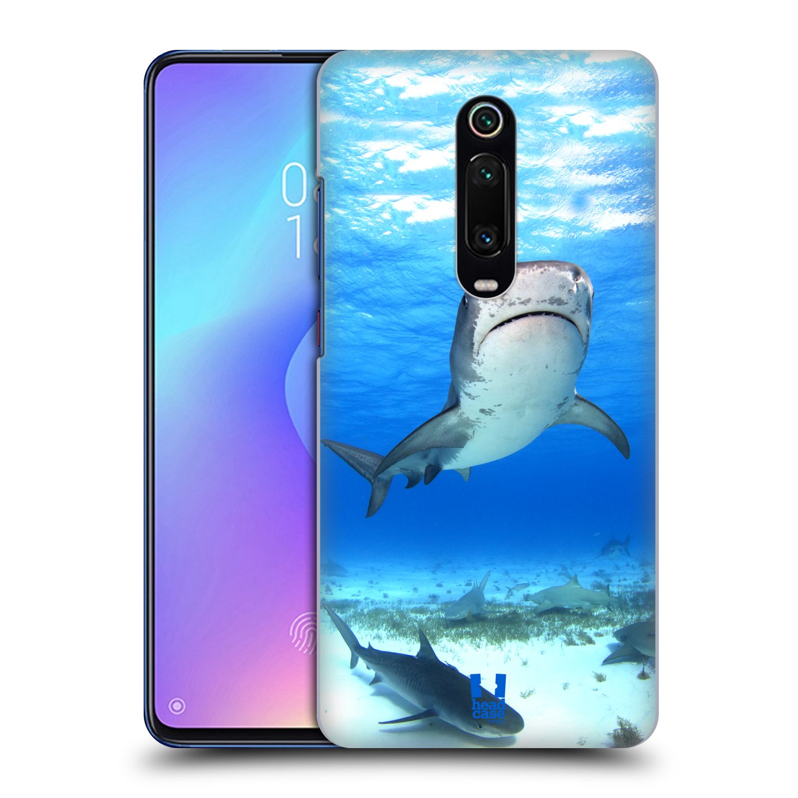 Pouzdro na mobil Xiaomi Mi 9T PRO - HEAD CASE - vzor slavná zvířata foto žralok tygří