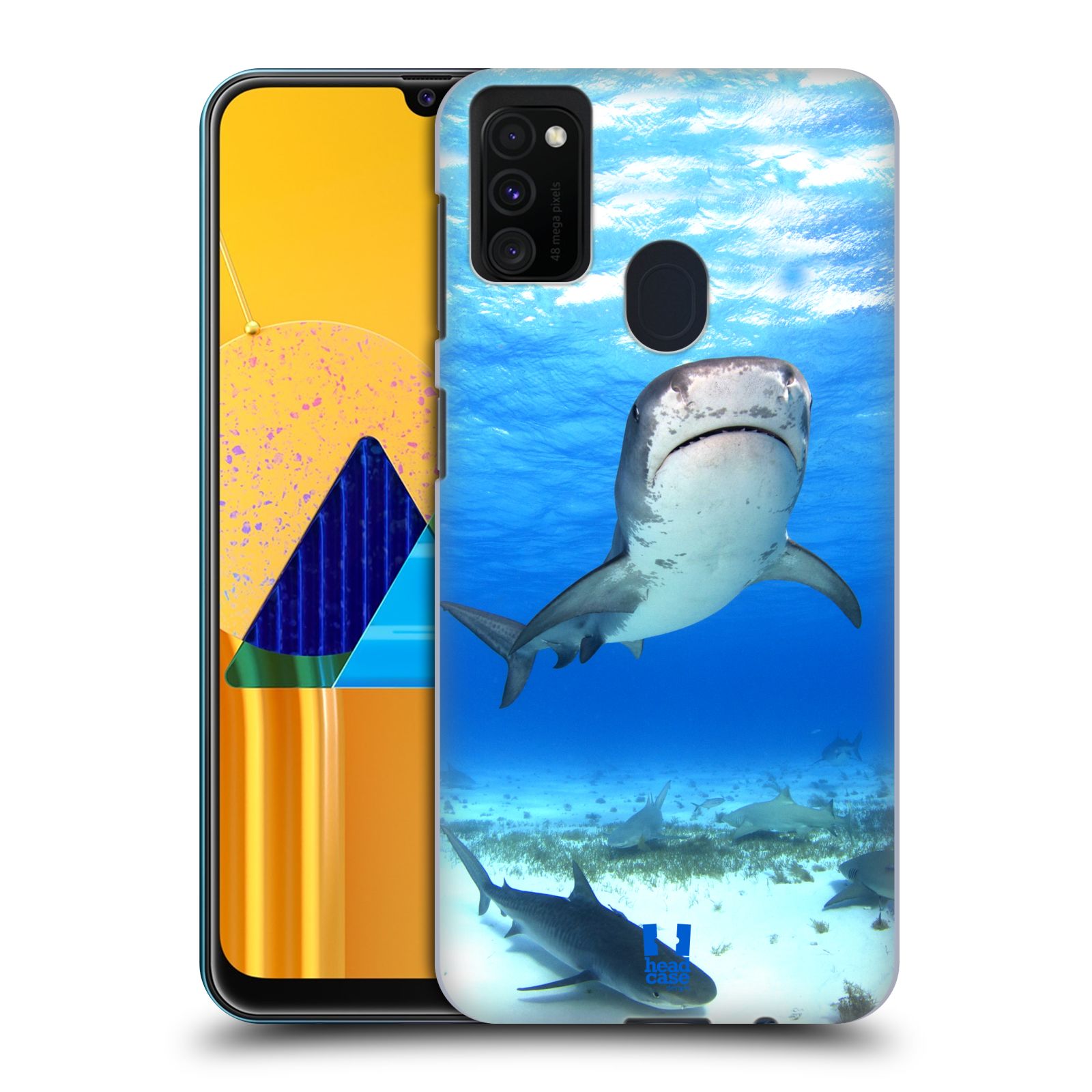 Zadní kryt na mobil Samsung Galaxy M21 vzor slavná zvířata foto žralok tygří
