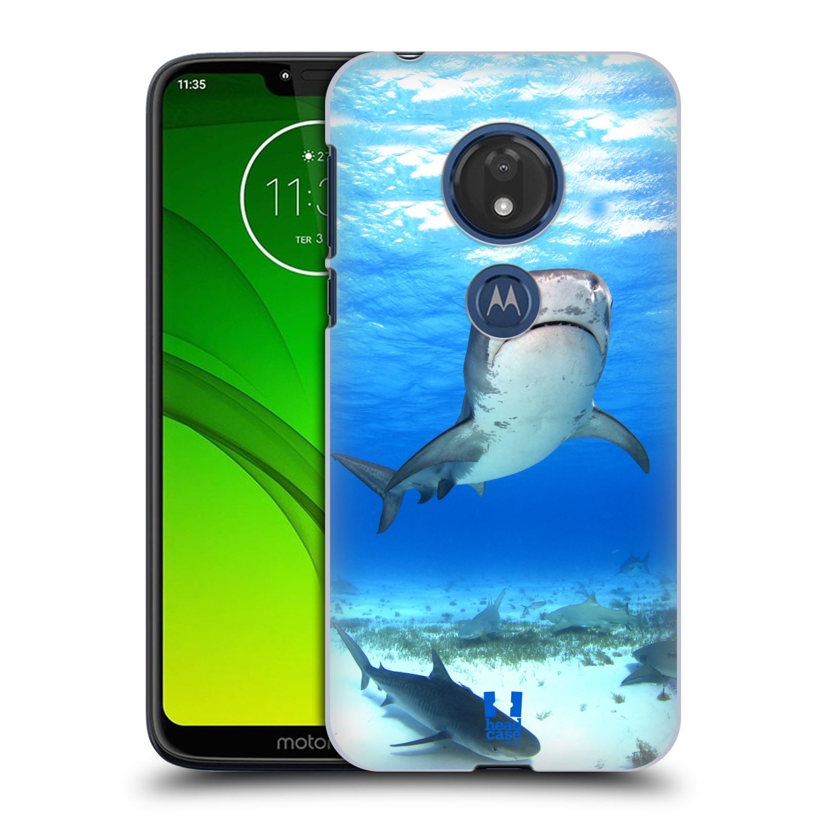 Pouzdro na mobil Motorola Moto G7 Play vzor slavná zvířata foto žralok tygří