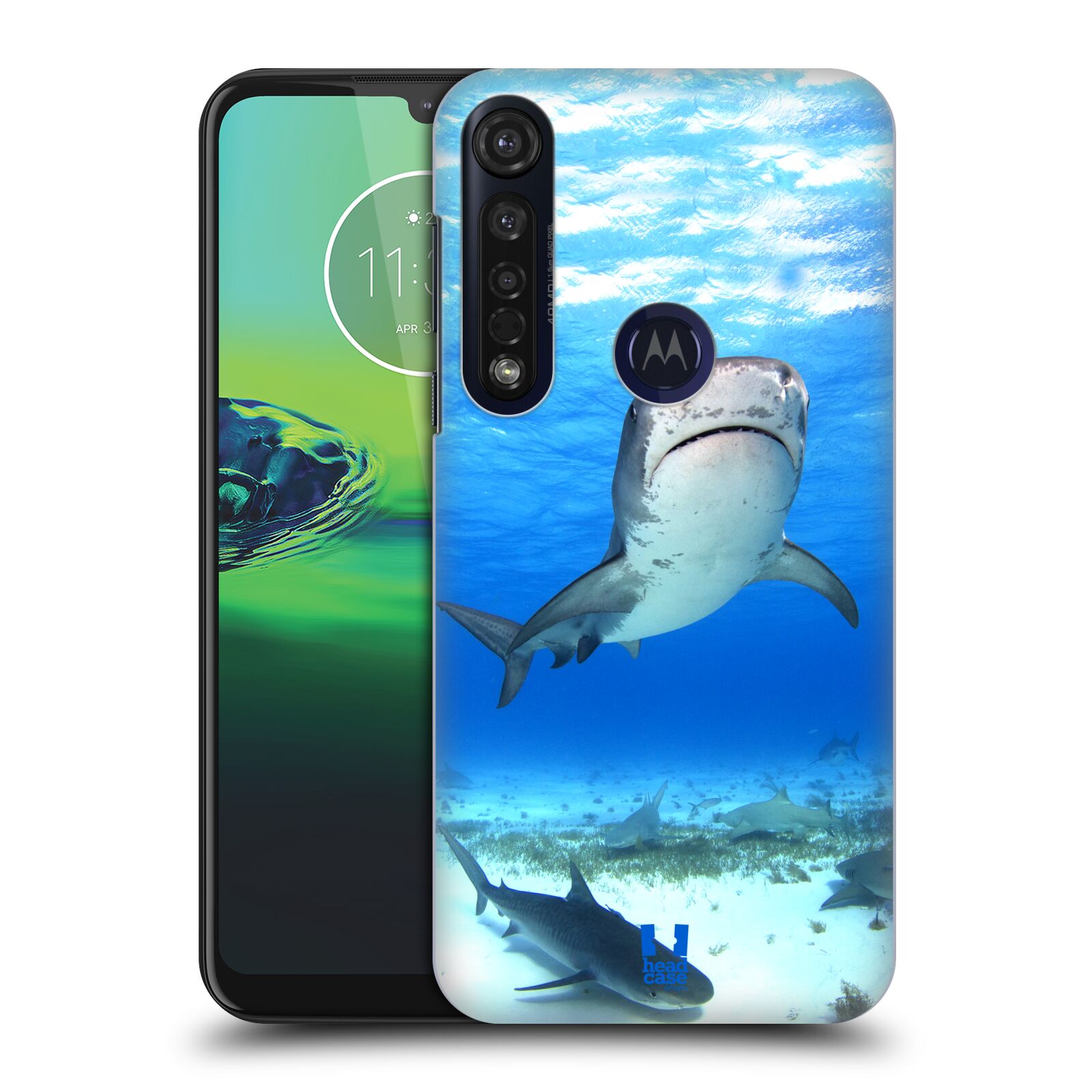 Pouzdro na mobil Motorola Moto G8 PLUS - HEAD CASE - vzor slavná zvířata foto žralok tygří