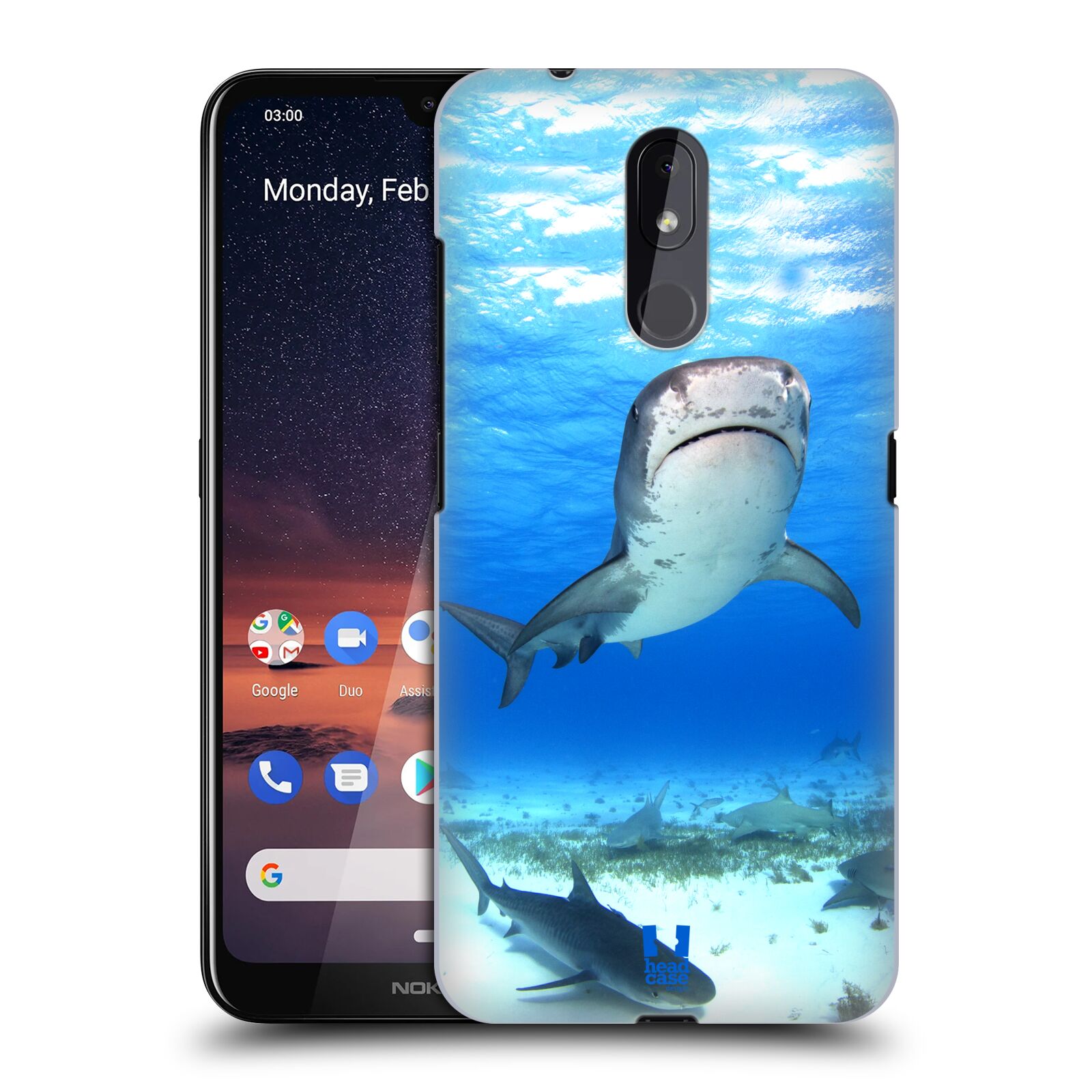 Pouzdro na mobil Nokia 3.2 - HEAD CASE - vzor slavná zvířata foto žralok tygří