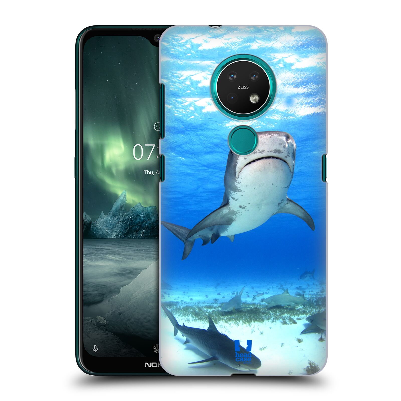 Pouzdro na mobil NOKIA 7.2 - HEAD CASE - vzor slavná zvířata foto žralok tygří