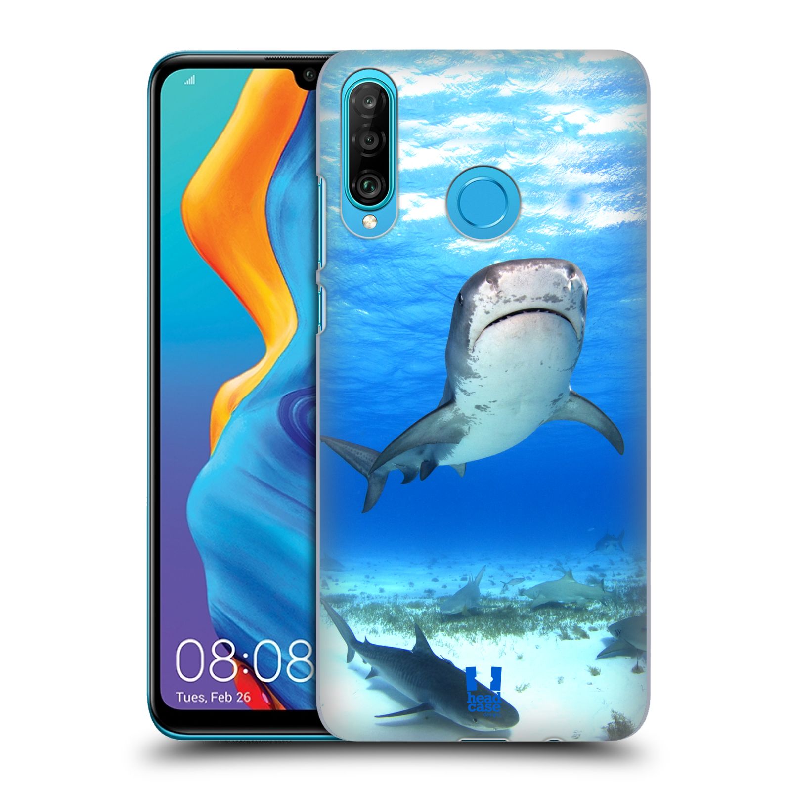 Pouzdro na mobil Huawei P30 LITE - HEAD CASE - vzor slavná zvířata foto žralok tygří