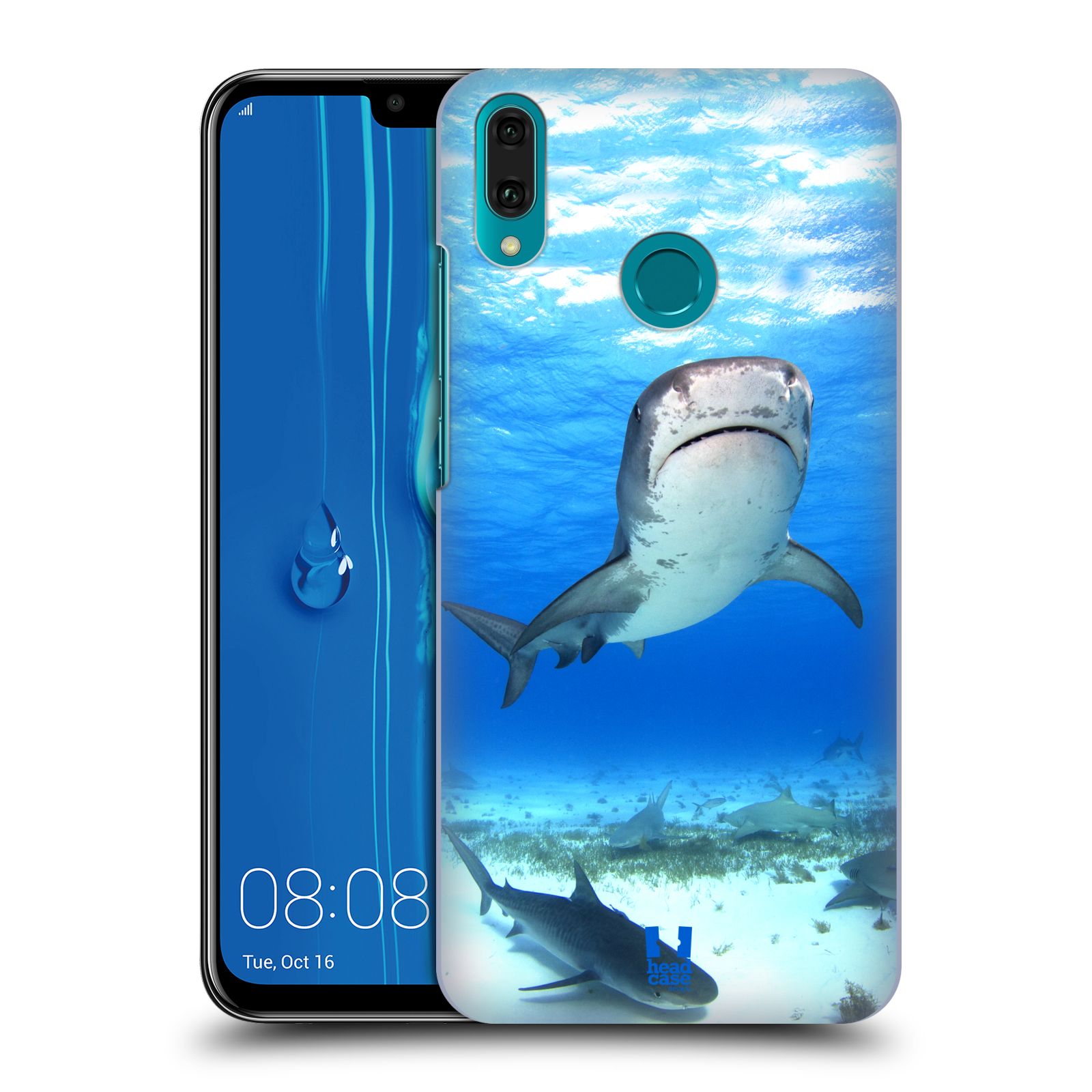 Pouzdro na mobil Huawei Y9 2019 - HEAD CASE - vzor slavná zvířata foto žralok tygří