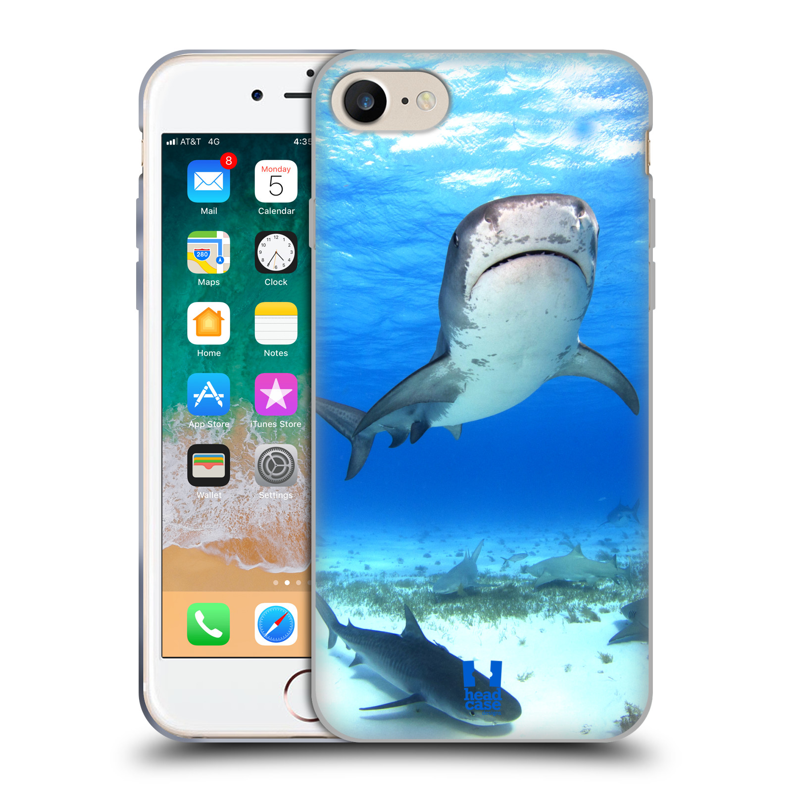 HEAD CASE silikonový obal na mobil Apple Iphone 7 vzor slavná zvířata foto žralok tygří