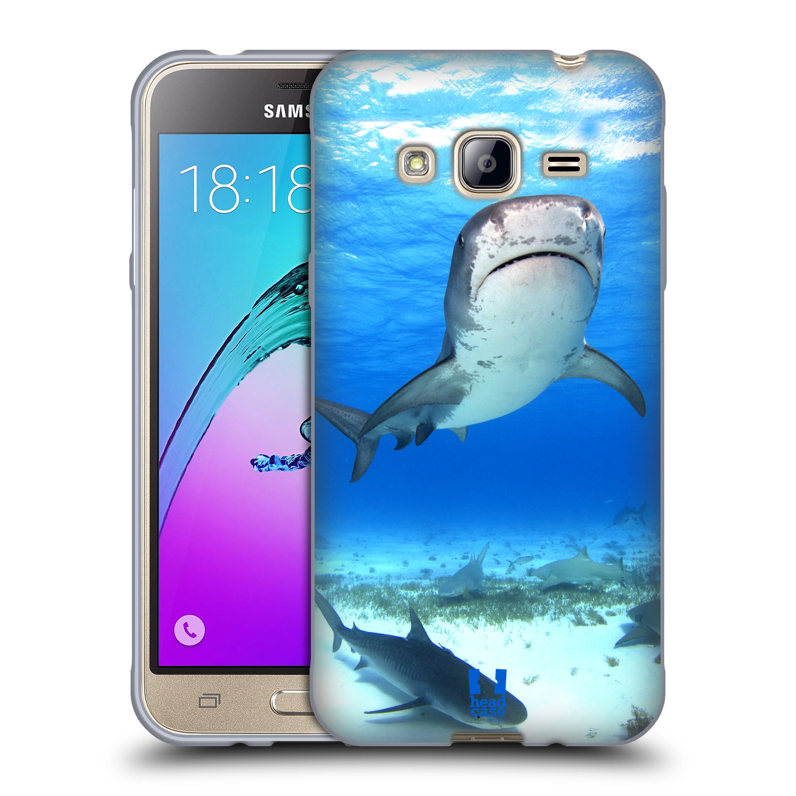 HEAD CASE silikonový obal na mobil Samsung Galaxy J3, J3 2016 vzor slavná zvířata foto žralok tygří