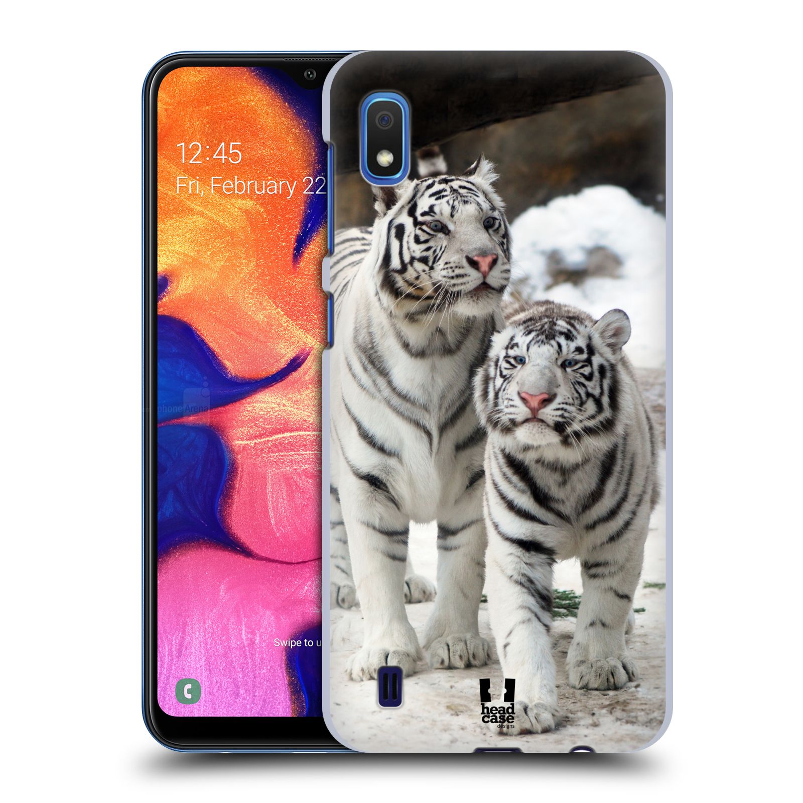 Pouzdro na mobil Samsung Galaxy A10 - HEAD CASE - vzor slavná zvířata foto dva bílí tygři