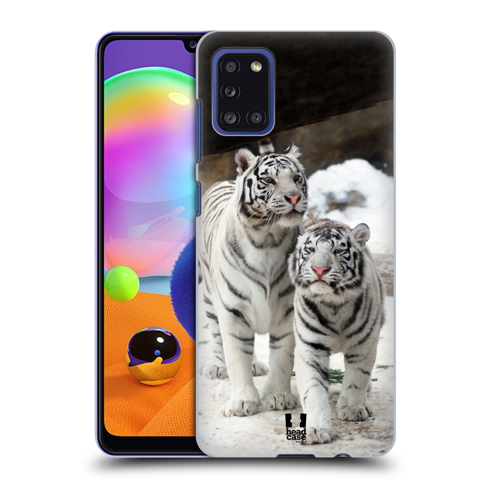 Zadní kryt na mobil Samsung Galaxy A31 vzor slavná zvířata foto dva bílí tygři