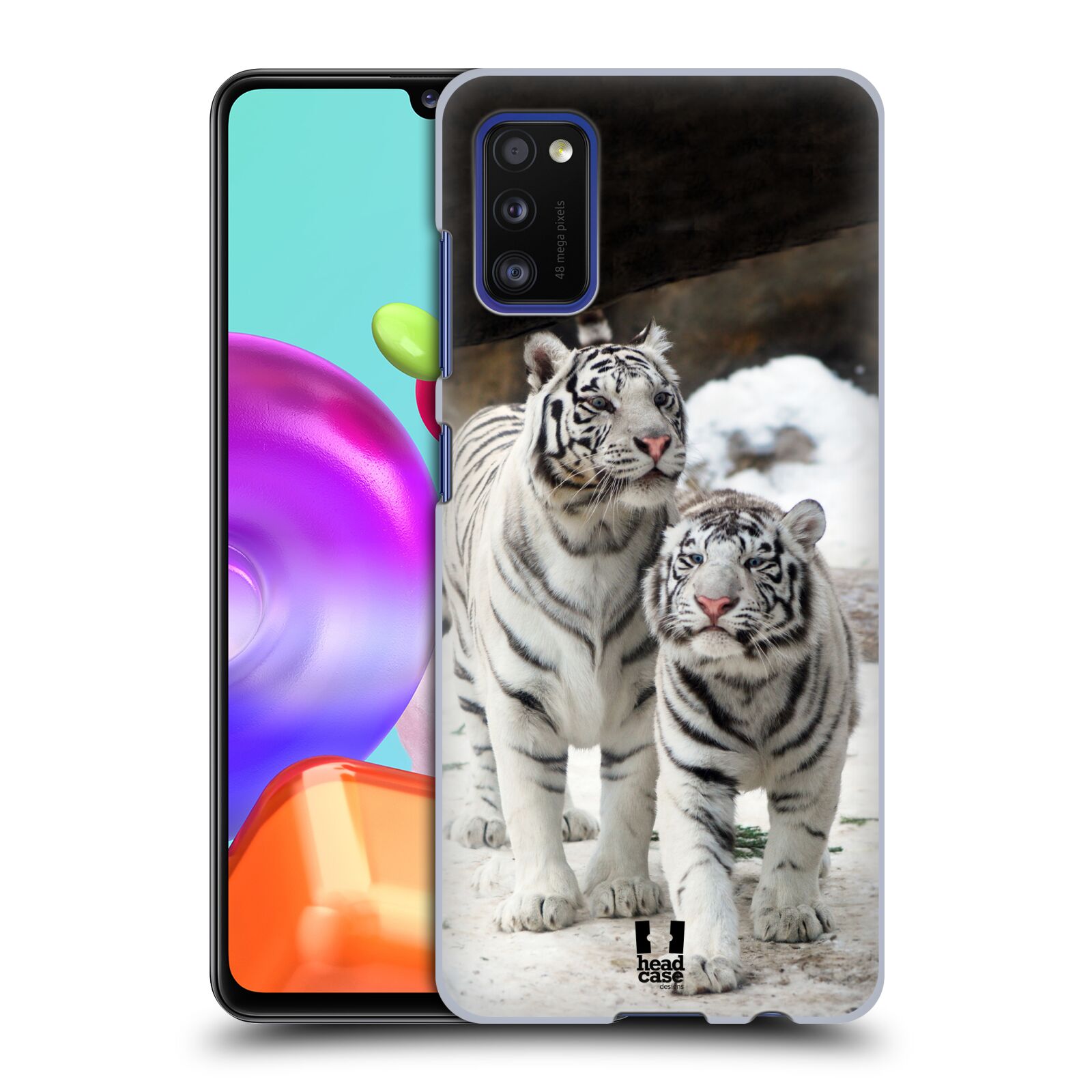 Zadní kryt na mobil Samsung Galaxy A41 vzor slavná zvířata foto dva bílí tygři