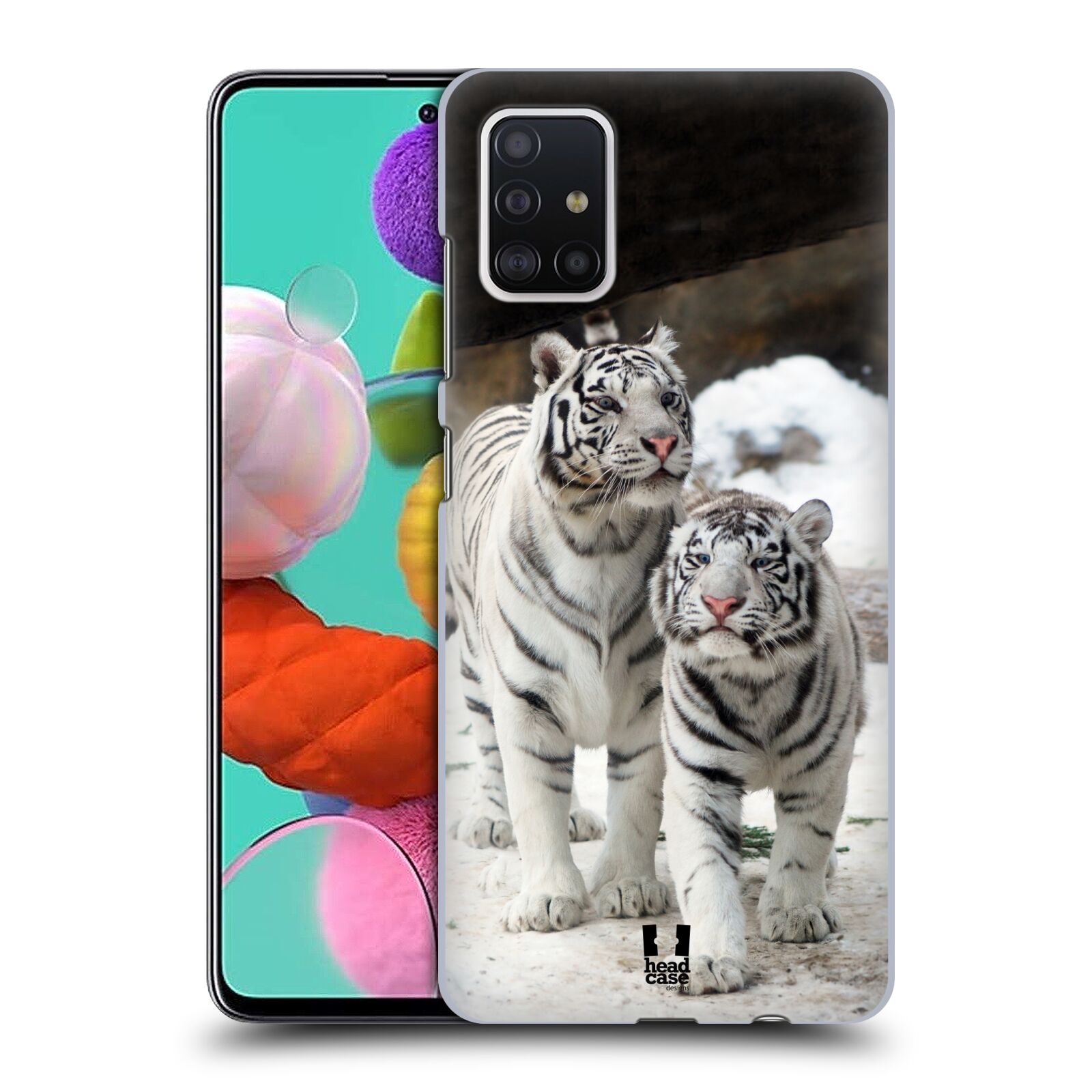 Pouzdro na mobil Samsung Galaxy A51 - HEAD CASE - vzor slavná zvířata foto dva bílí tygři