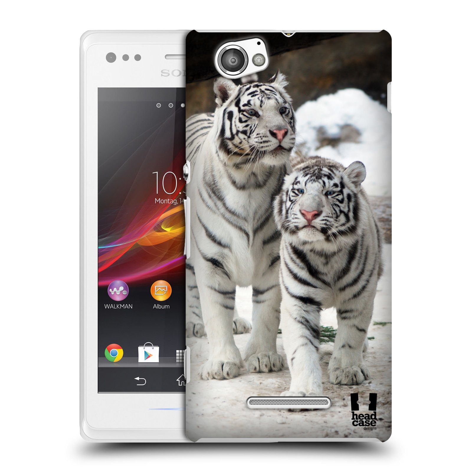 HEAD CASE plastový obal na mobil Sony Xperia M vzor slavná zvířata foto dva bílí tygři