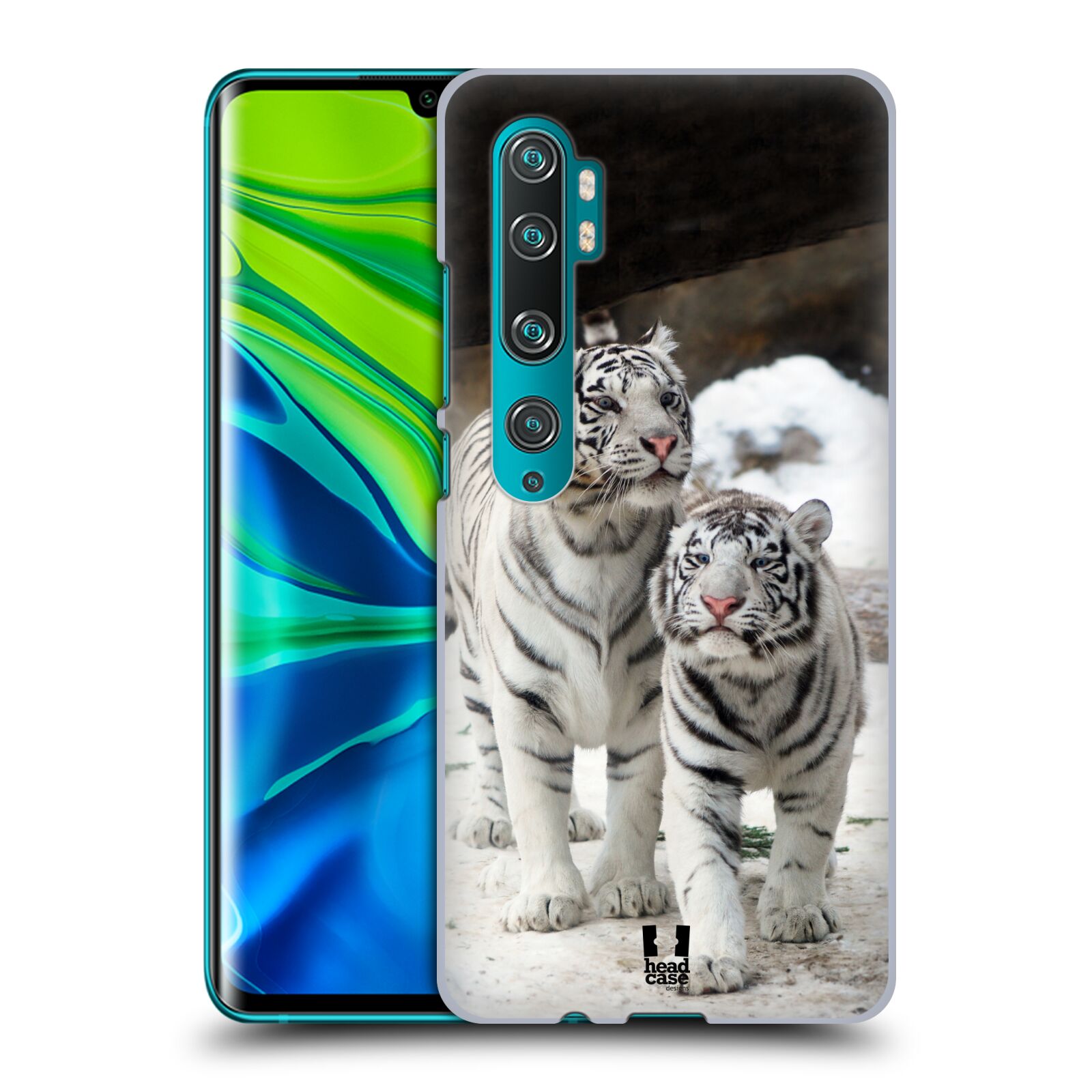 Pouzdro na mobil Xiaomi Mi Note 10 / Mi Note 10 PRO - HEAD CASE - vzor slavná zvířata foto dva bílí tygři