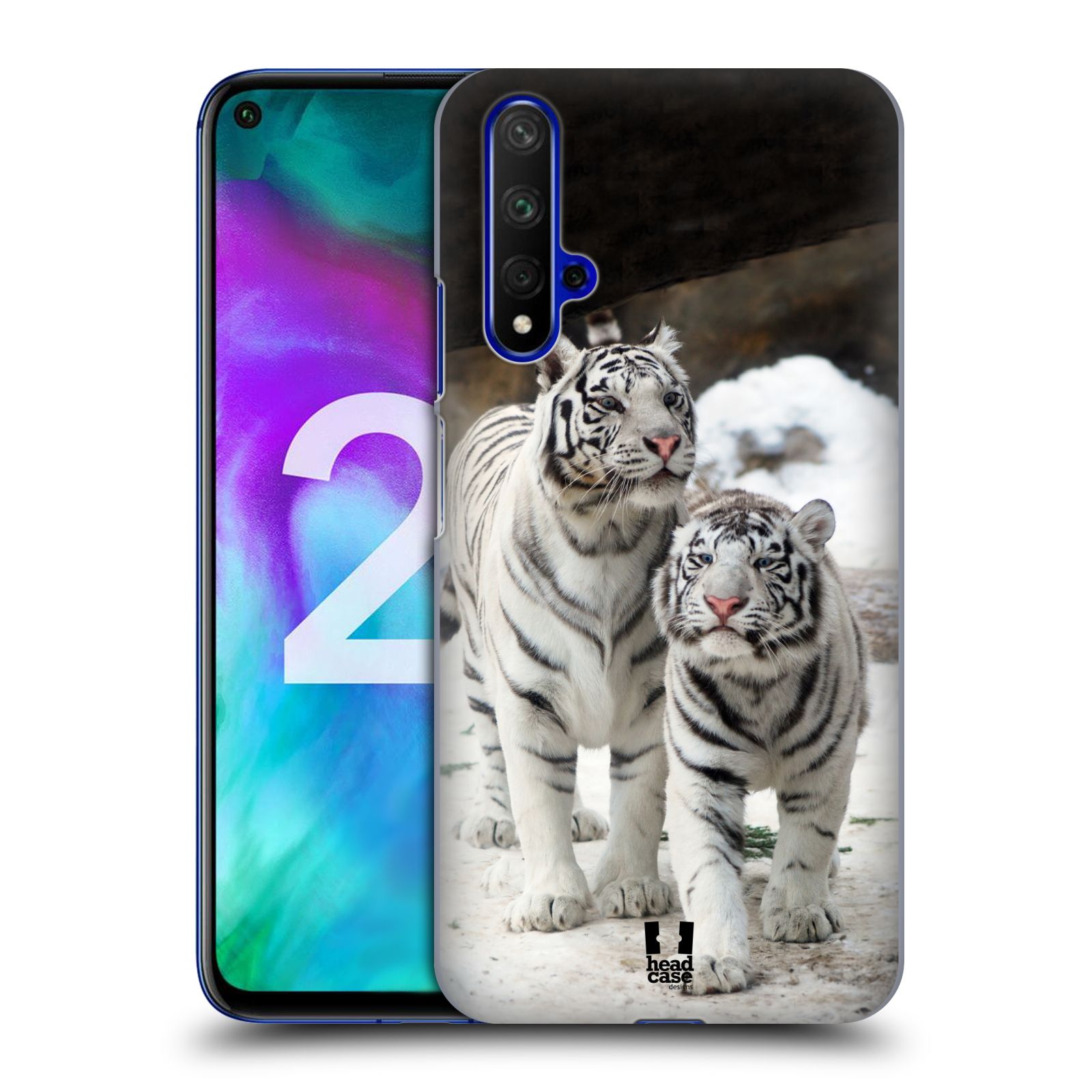Pouzdro na mobil Honor 20 - HEAD CASE - vzor slavná zvířata foto dva bílí tygři