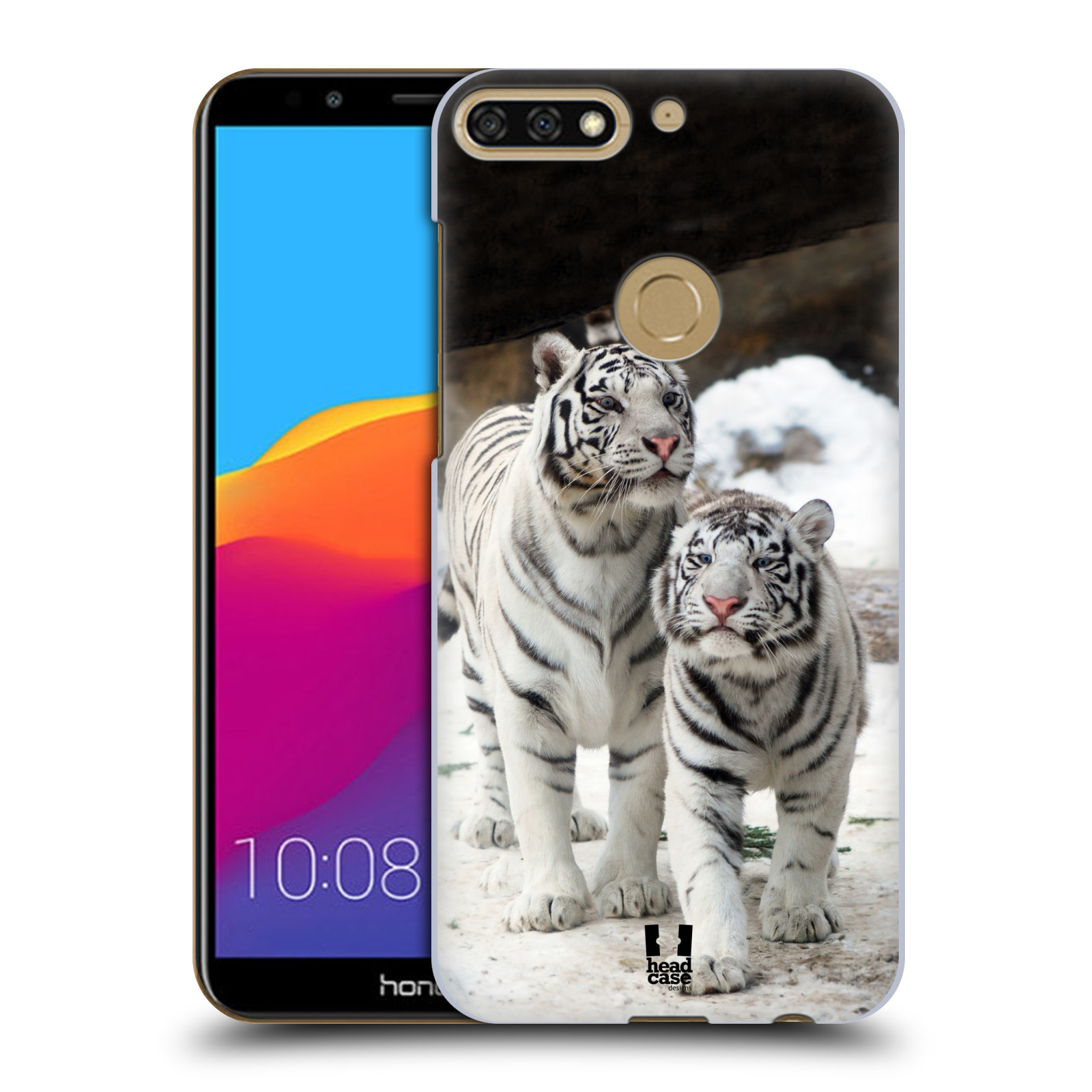 HEAD CASE plastový obal na mobil Honor 7c vzor slavná zvířata foto dva bílí tygři