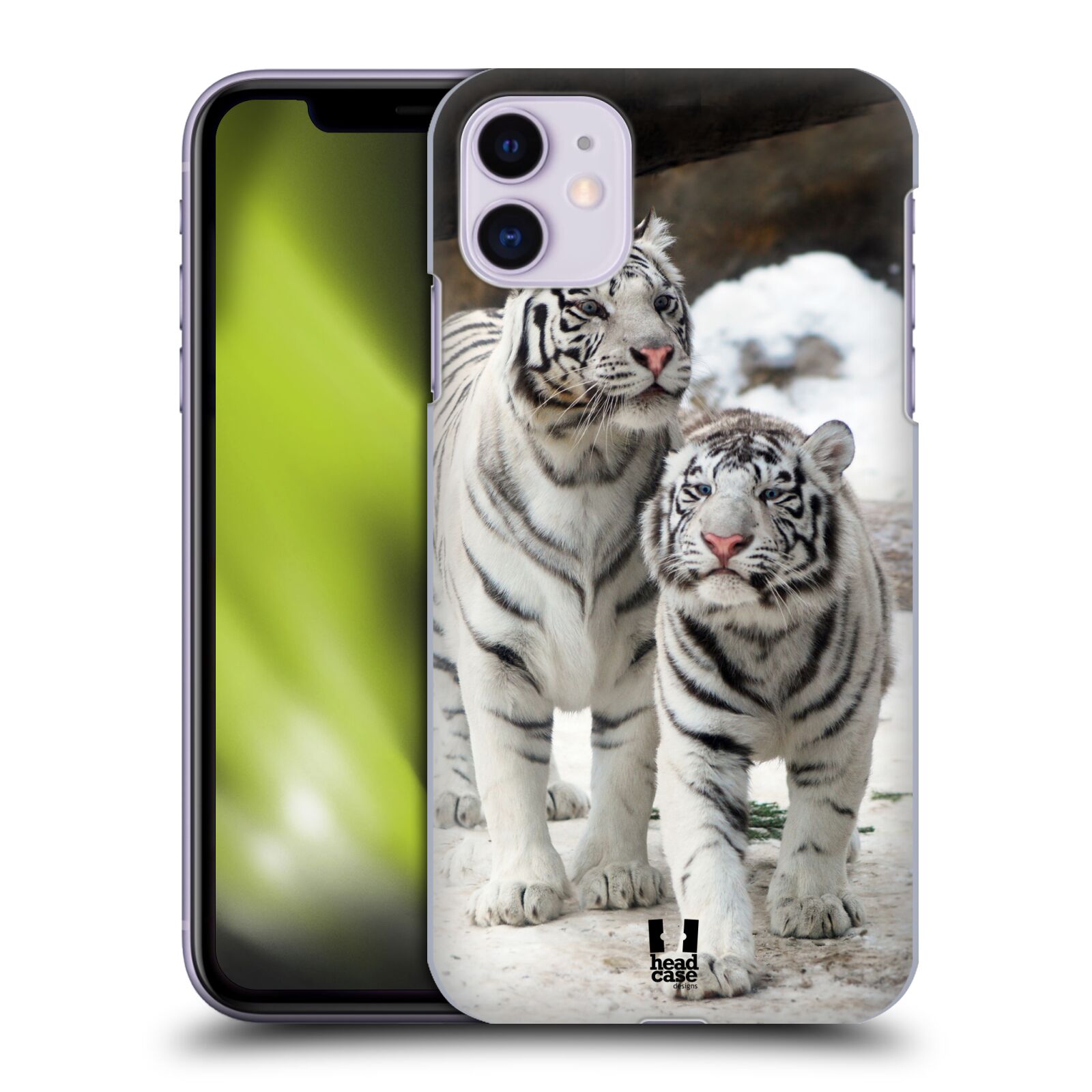 Pouzdro na mobil Apple Iphone 11 - HEAD CASE - vzor slavná zvířata foto dva bílí tygři