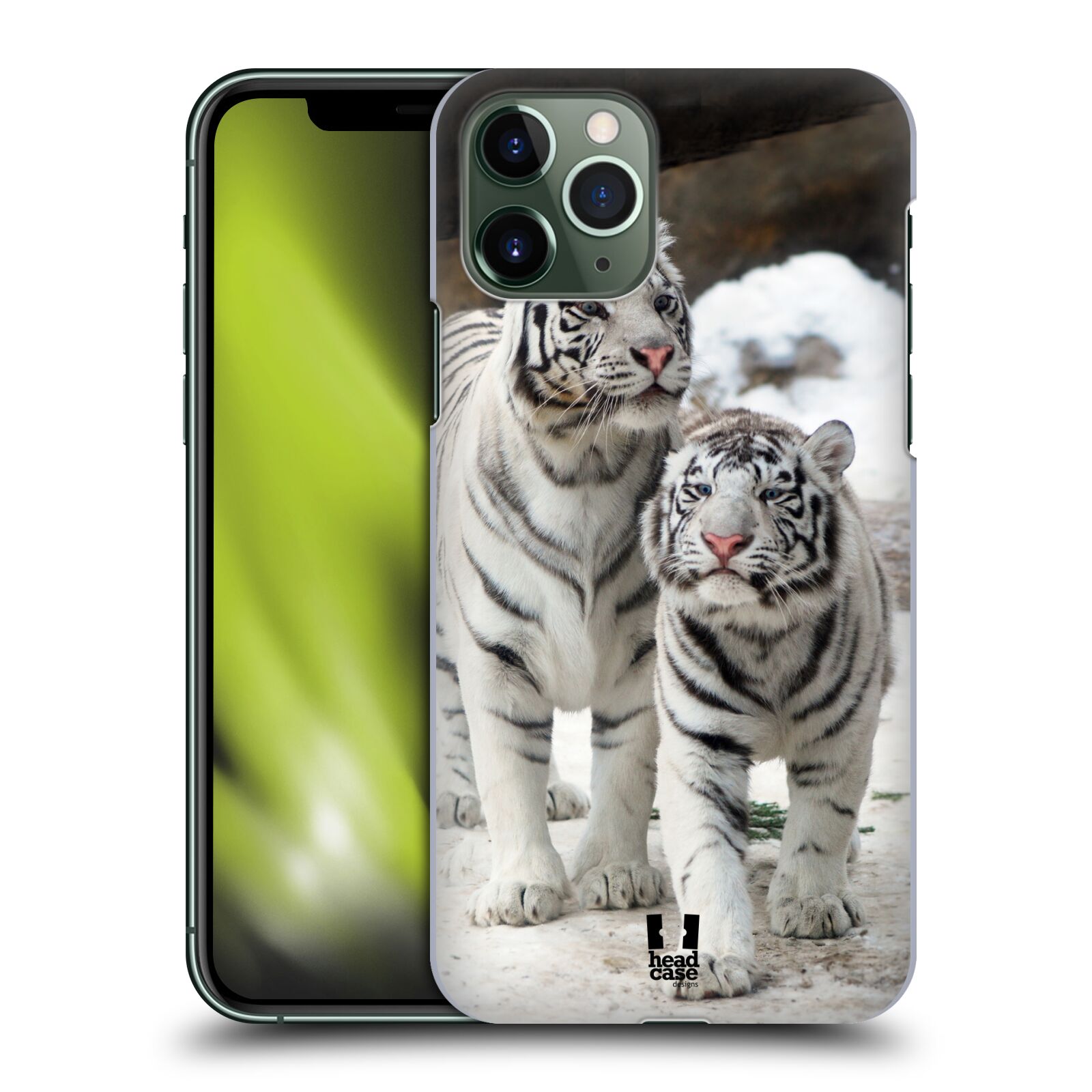 Pouzdro na mobil Apple Iphone 11 PRO - HEAD CASE - vzor slavná zvířata foto dva bílí tygři