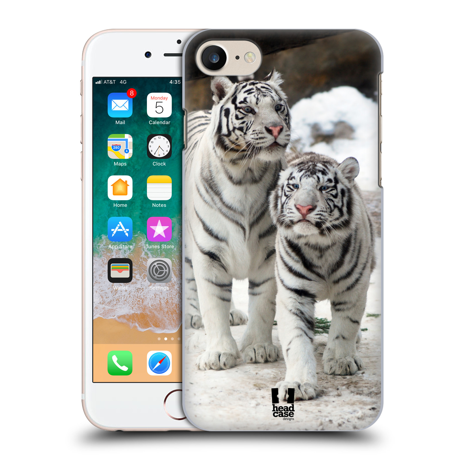 Plastové pouzdro pro mobil Apple Iphone 7/8/SE 2020 vzor slavná zvířata foto dva bílí tygři