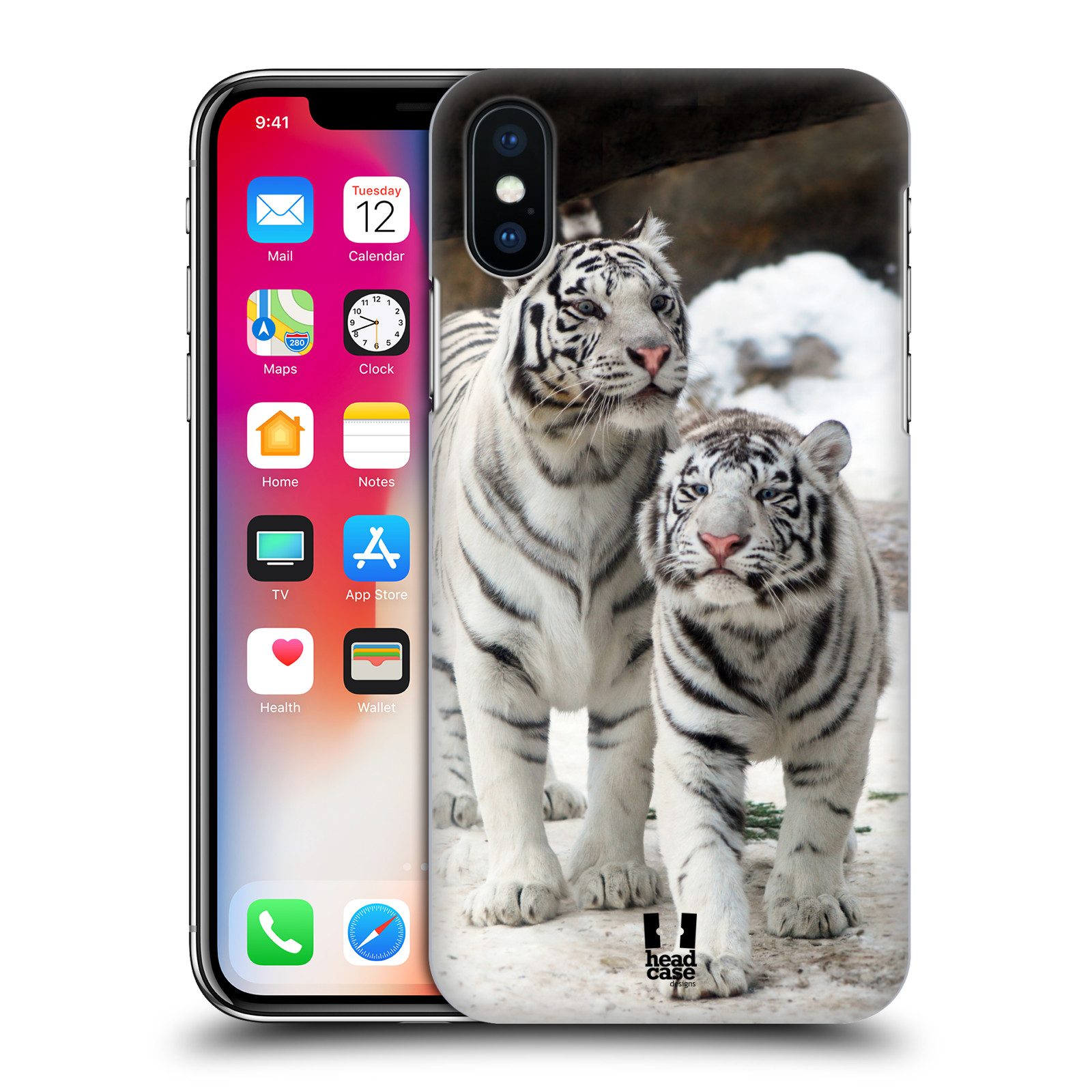 HEAD CASE plastový obal na mobil Apple Iphone X / XS vzor slavná zvířata foto dva bílí tygři