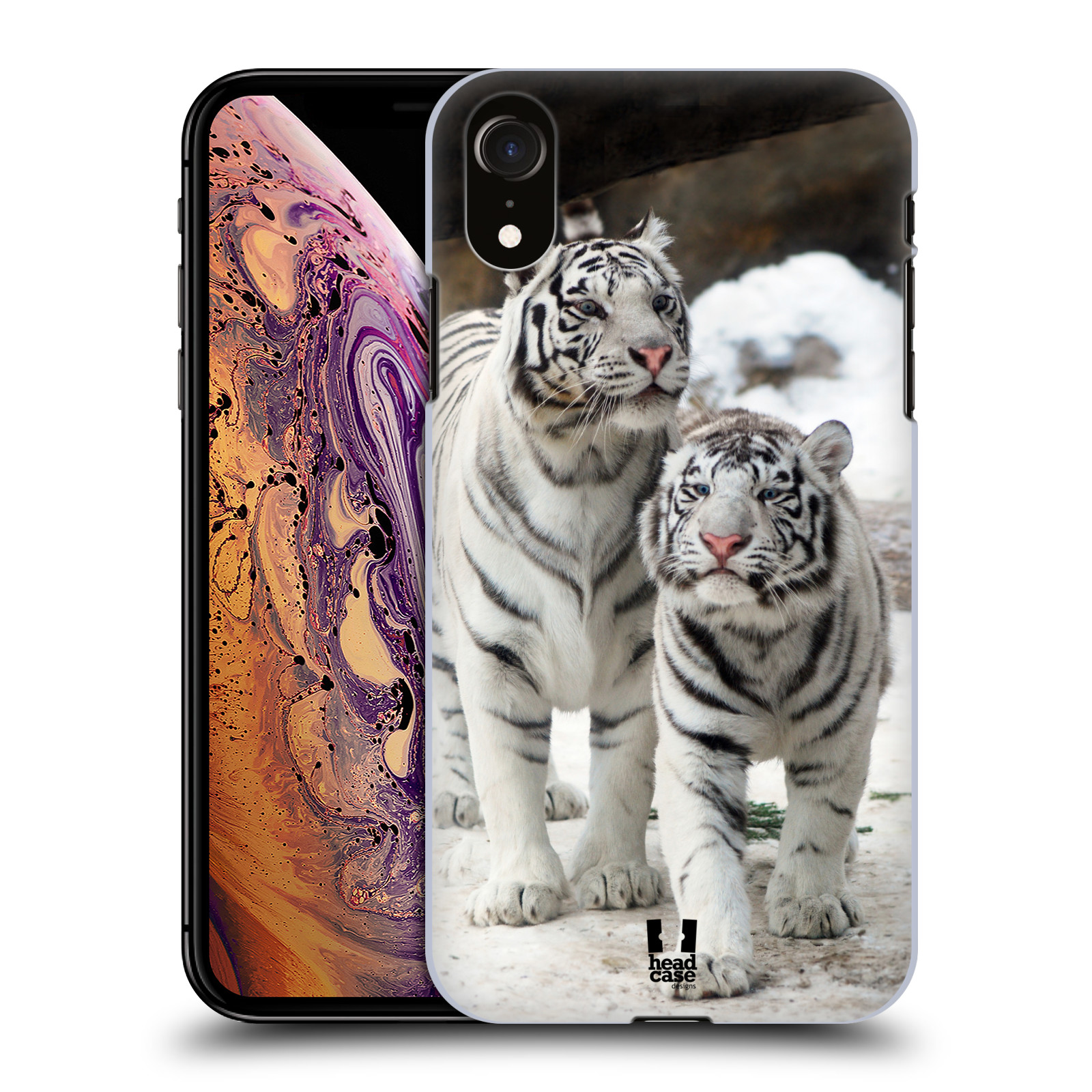 HEAD CASE plastový obal na mobil Apple Iphone XR vzor slavná zvířata foto dva bílí tygři