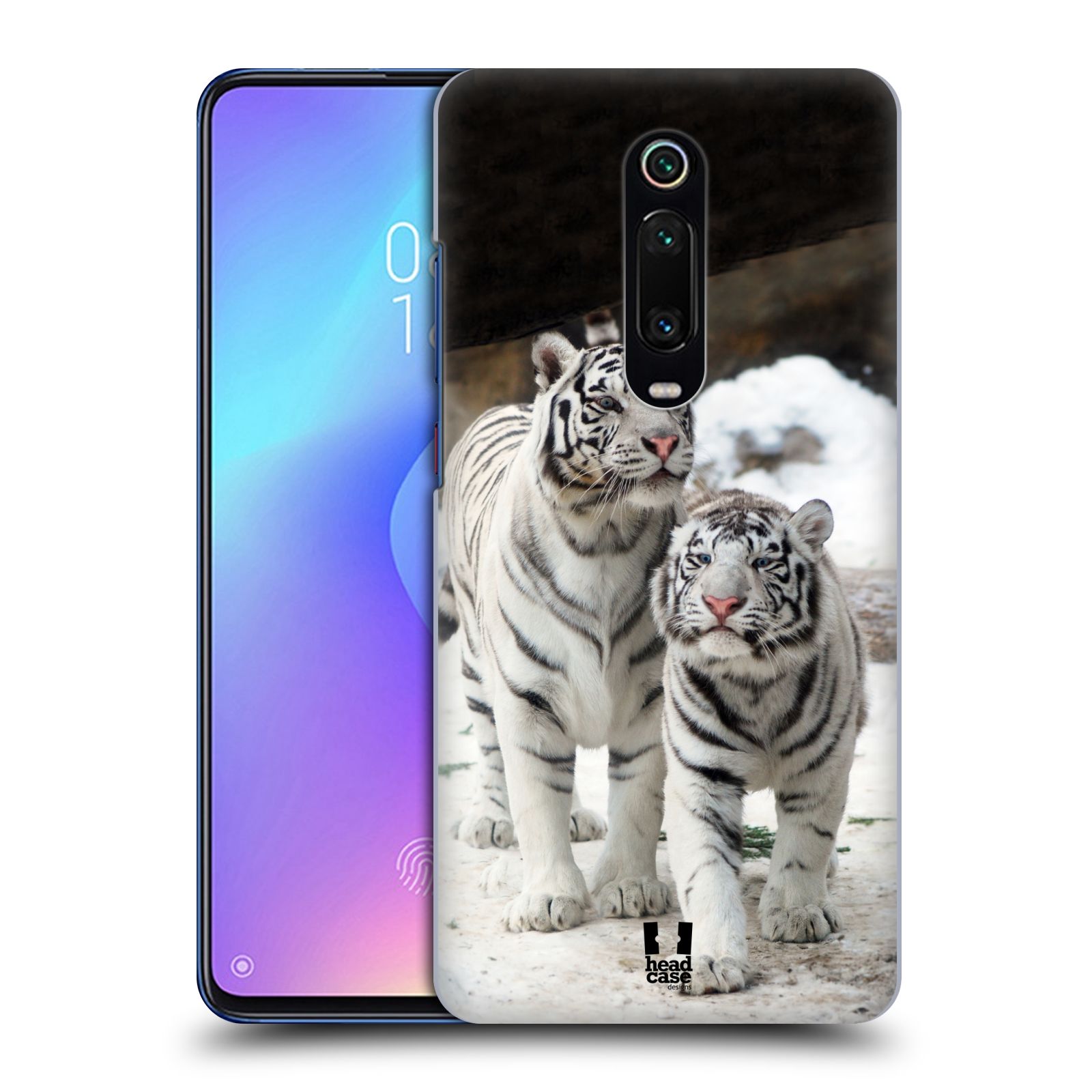 Pouzdro na mobil Xiaomi Mi 9T PRO - HEAD CASE - vzor slavná zvířata foto dva bílí tygři