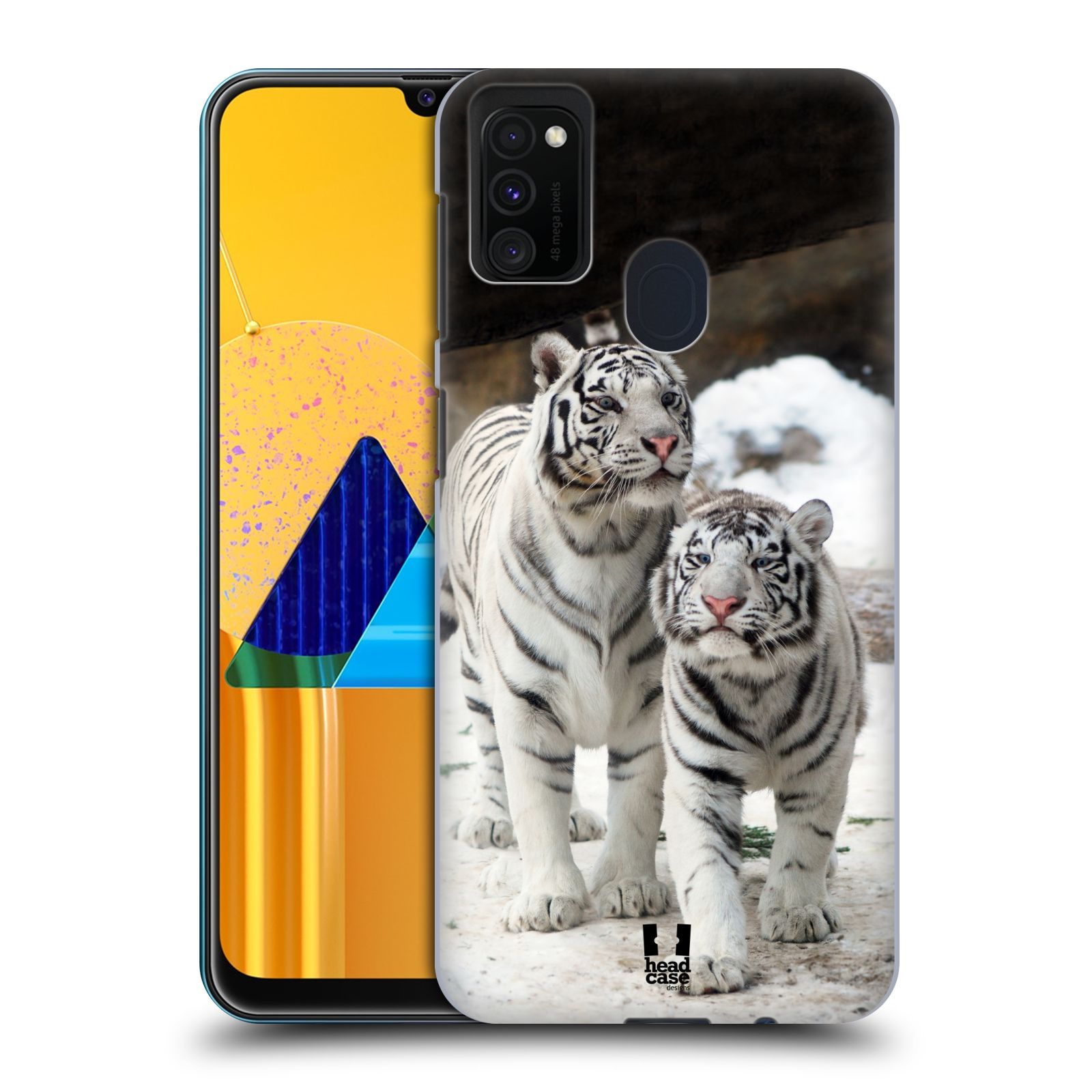 Zadní kryt na mobil Samsung Galaxy M21 vzor slavná zvířata foto dva bílí tygři