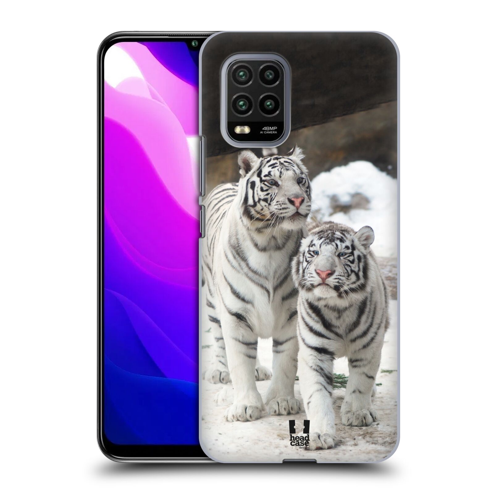 Zadní kryt, obal na mobil Xiaomi Mi 10 LITE vzor slavná zvířata foto dva bílí tygři