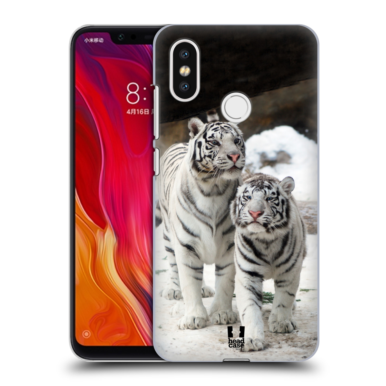 HEAD CASE plastový obal na mobil Xiaomi Mi 8 vzor slavná zvířata foto dva bílí tygři