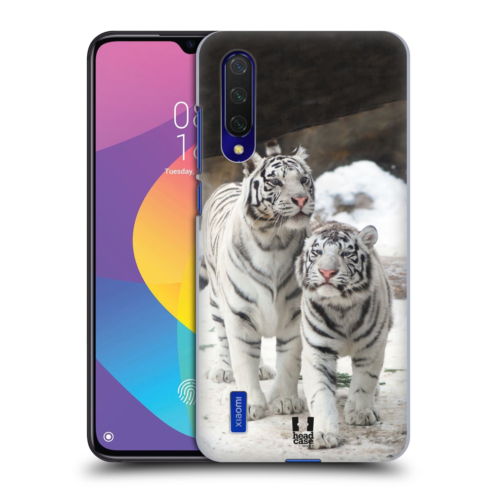 Zadní kryt na mobil Xiaomi MI 9 LITE vzor slavná zvířata foto dva bílí tygři