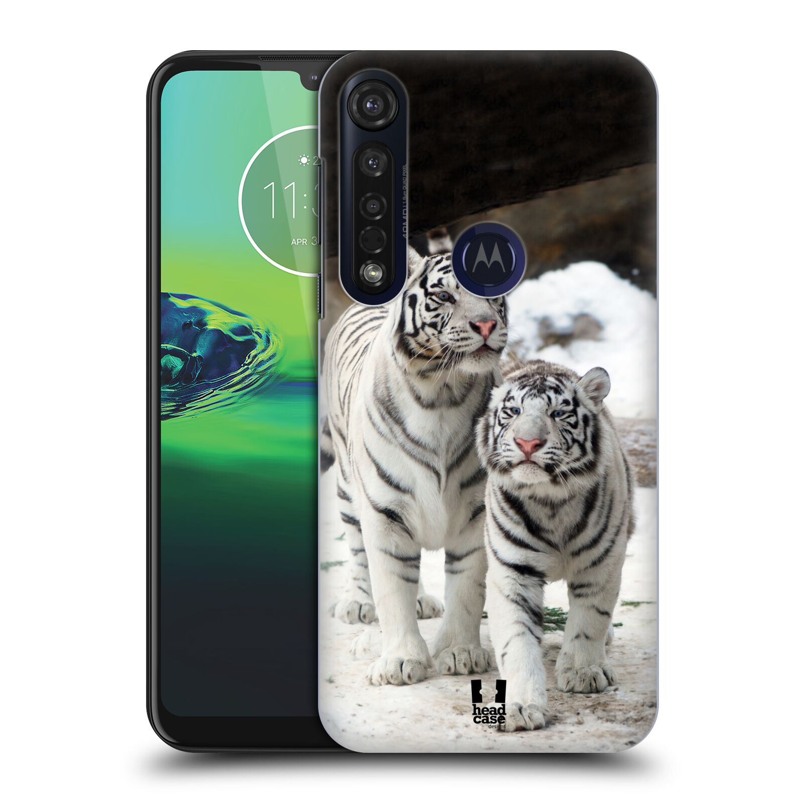 Pouzdro na mobil Motorola Moto G8 PLUS - HEAD CASE - vzor slavná zvířata foto dva bílí tygři