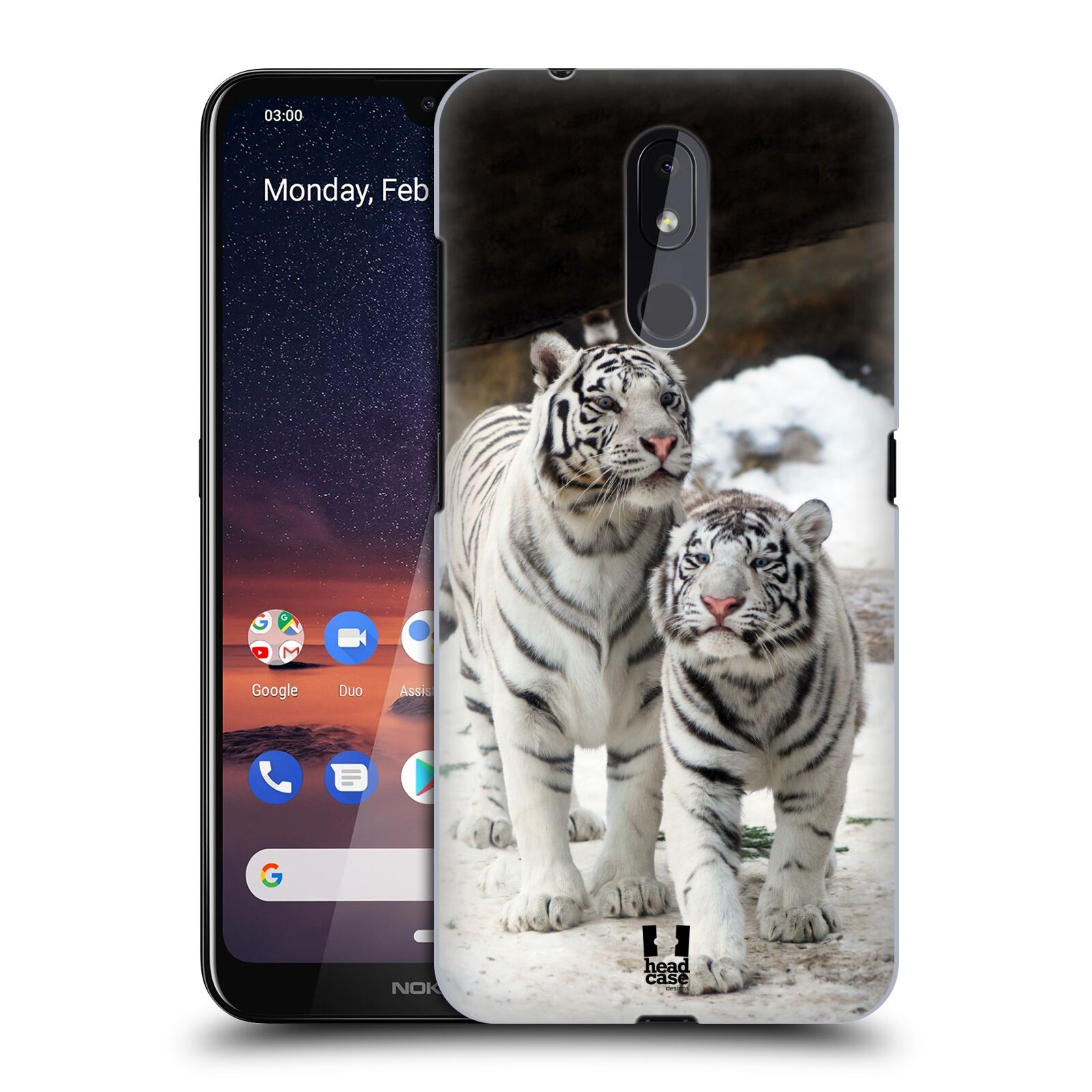 Pouzdro na mobil Nokia 3.2 - HEAD CASE - vzor slavná zvířata foto dva bílí tygři
