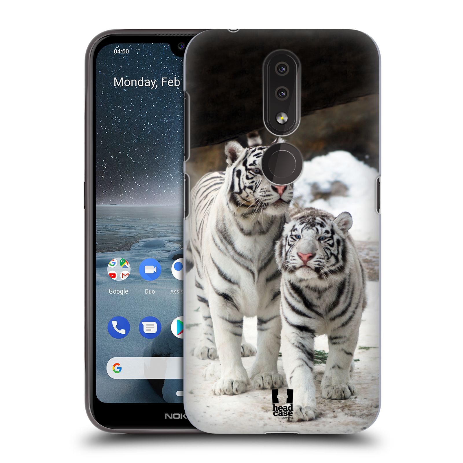 Pouzdro na mobil Nokia 4.2 - HEAD CASE - vzor slavná zvířata foto dva bílí tygři