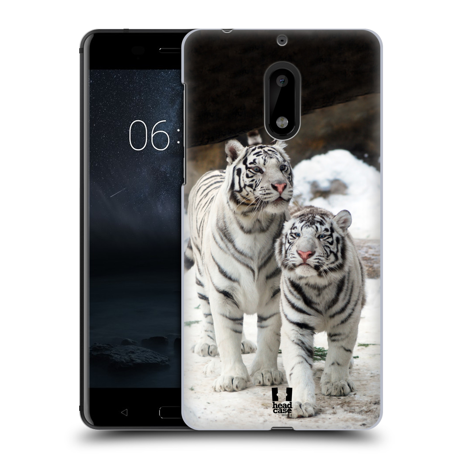 HEAD CASE plastový obal na mobil Nokia 6 vzor slavná zvířata foto dva bílí tygři