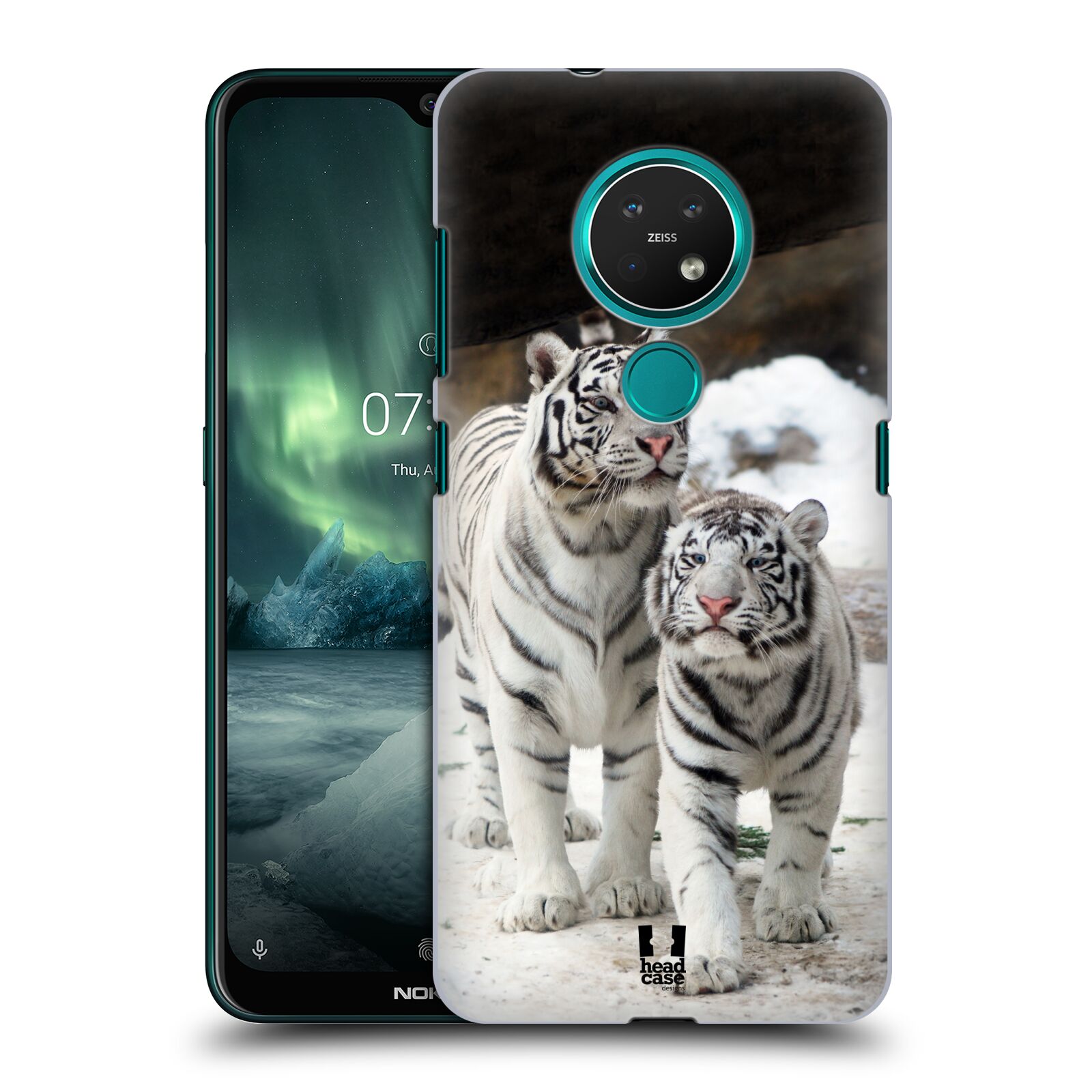 Pouzdro na mobil NOKIA 7.2 - HEAD CASE - vzor slavná zvířata foto dva bílí tygři