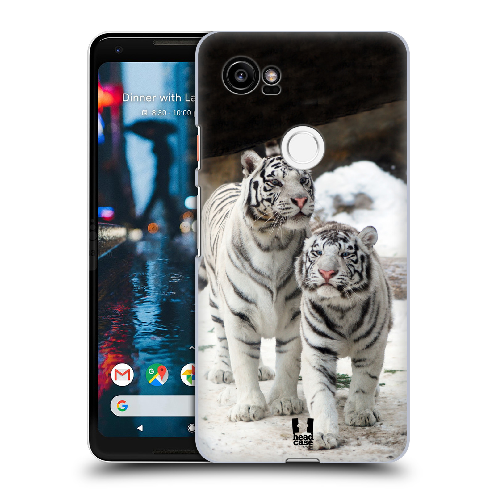 HEAD CASE plastový obal na mobil Google Pixel 2 XL vzor slavná zvířata foto dva bílí tygři