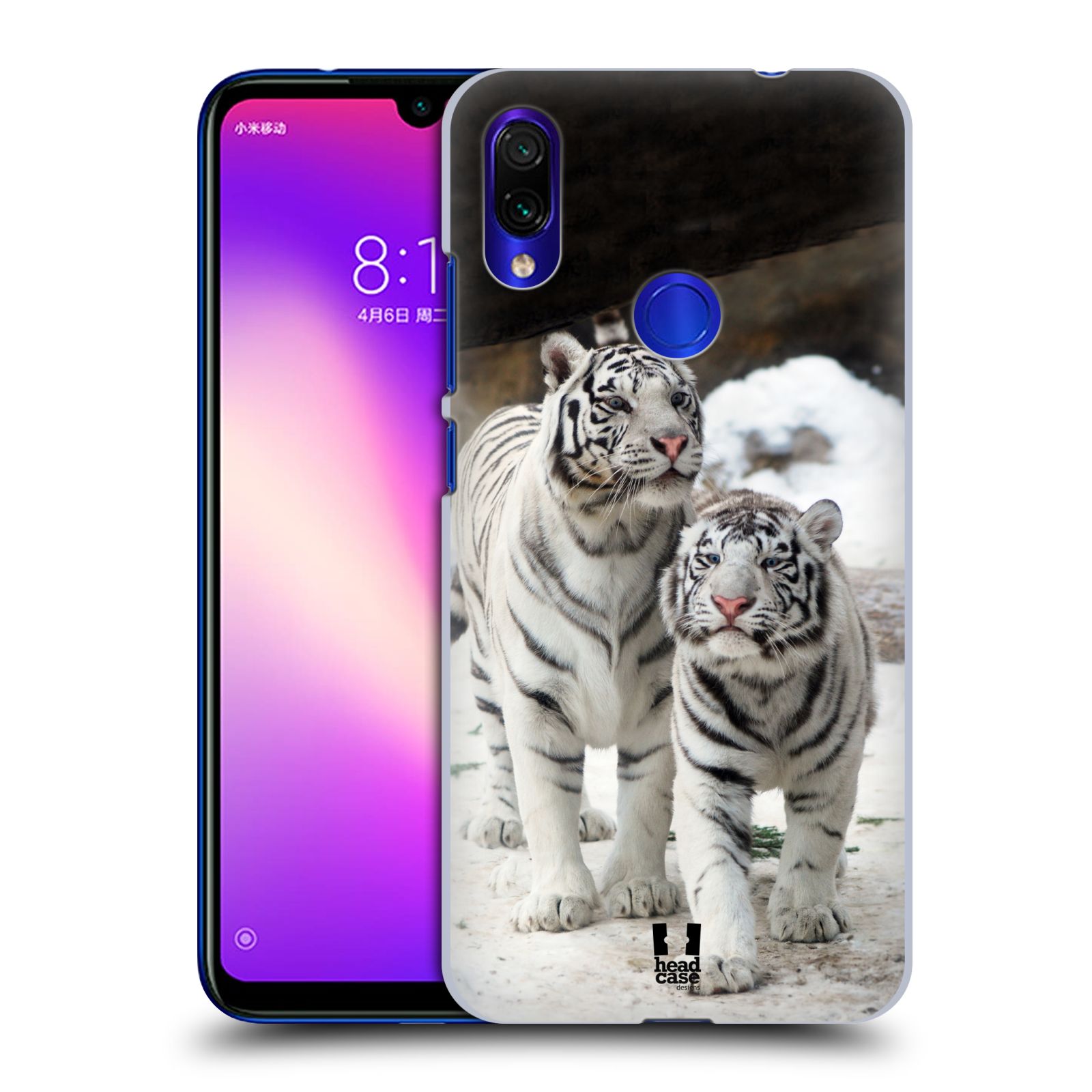 Pouzdro na mobil Xiaomi Redmi Note 7 - Head Case - vzor slavná zvířata foto dva bílí tygři