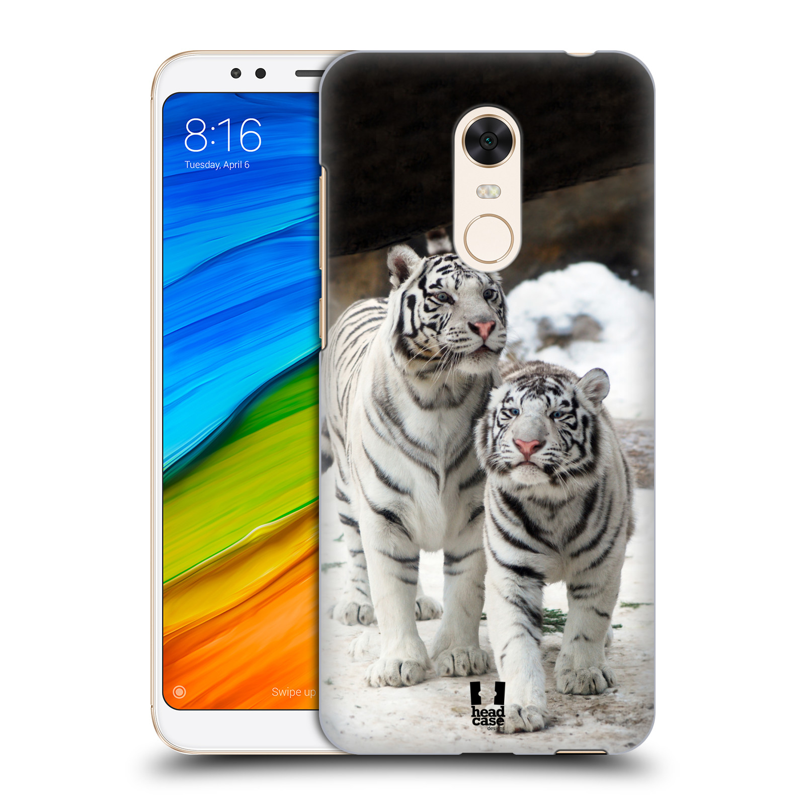 HEAD CASE plastový obal na mobil Xiaomi Redmi 5 PLUS vzor slavná zvířata foto dva bílí tygři