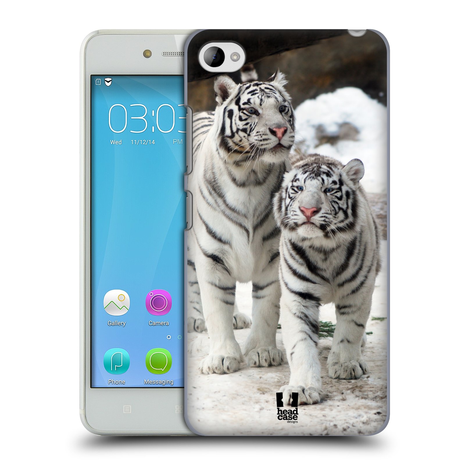 HEAD CASE pevný plastový obal na mobil LENOVO S90 vzor slavná zvířata foto dva bílí tygři