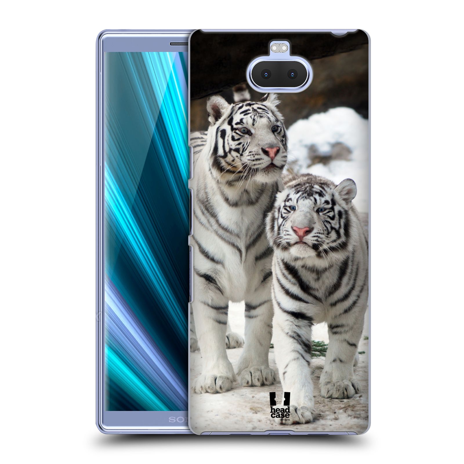 Pouzdro na mobil Sony Xperia 10 - Head Case - vzor slavná zvířata foto dva bílí tygři