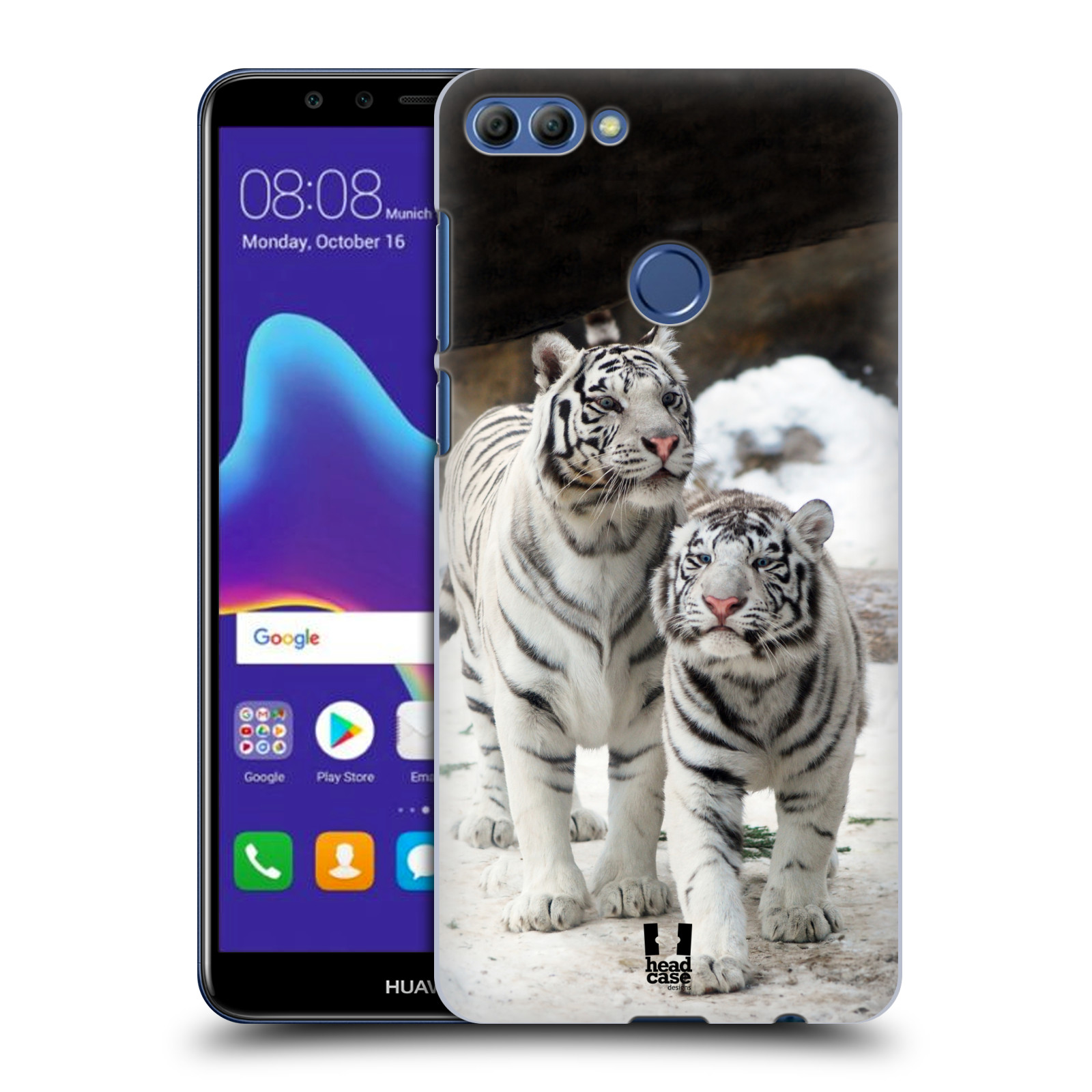 HEAD CASE plastový obal na mobil Huawei Y9 2018 vzor slavná zvířata foto dva bílí tygři