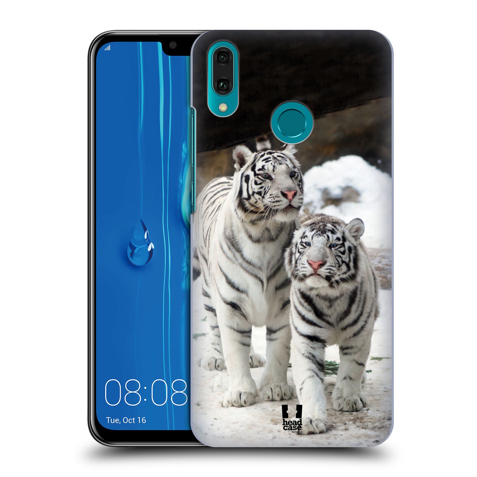 Pouzdro na mobil Huawei Y9 2019 - HEAD CASE - vzor slavná zvířata foto dva bílí tygři