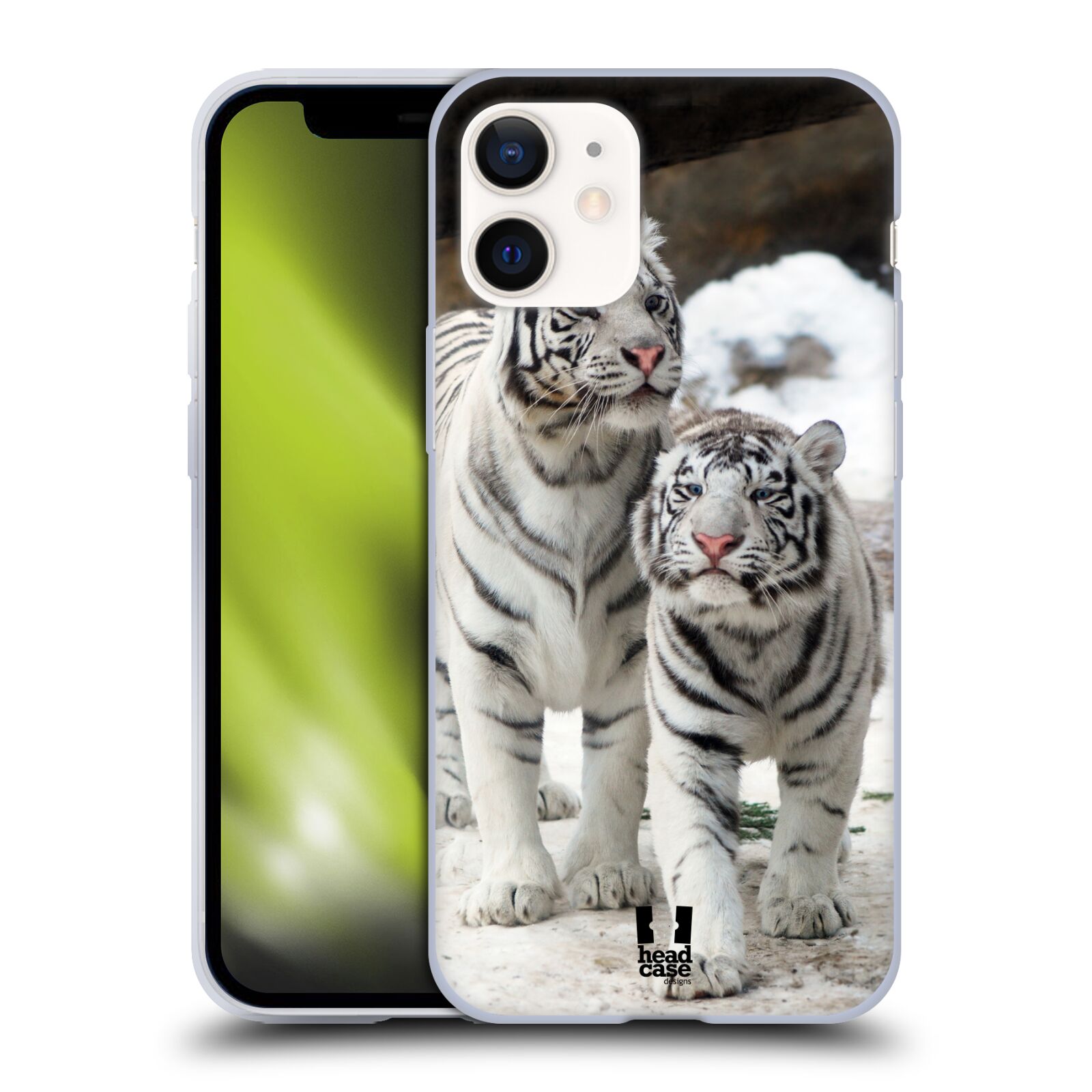 Plastový obal na mobil Apple Iphone 12 MINI vzor slavná zvířata foto dva bílí tygři