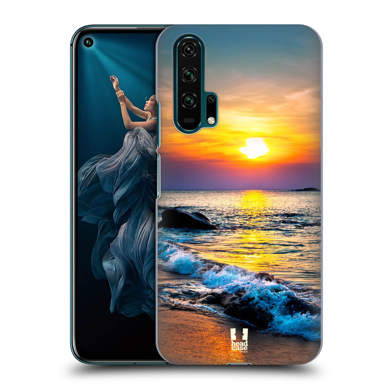 Pouzdro na mobil Honor 20 PRO - HEAD CASE - vzor Pláže a Moře barevný západ slunce