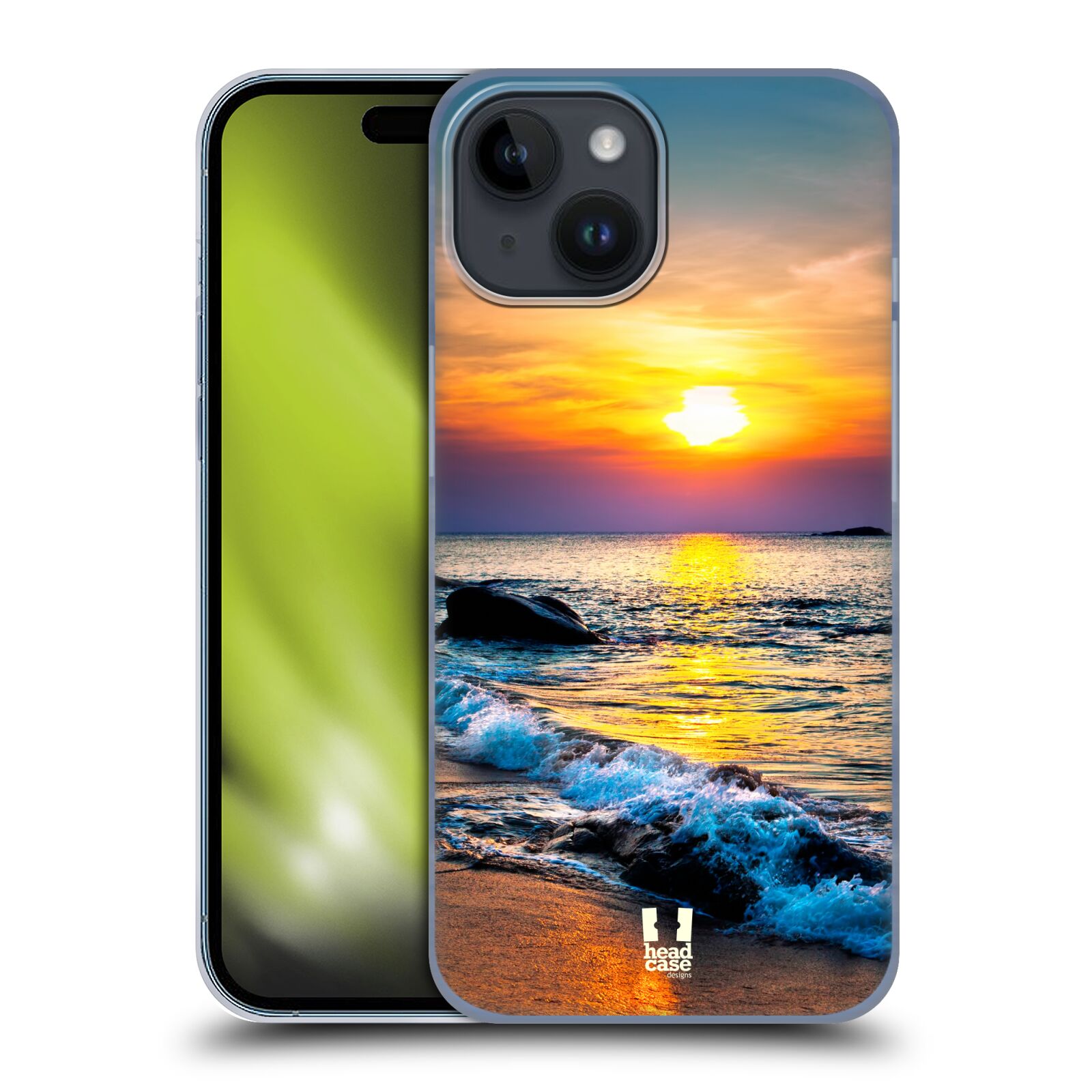 Plastový obal HEAD CASE na mobil Apple Iphone 15 vzor Pláže a Moře barevný západ slunce