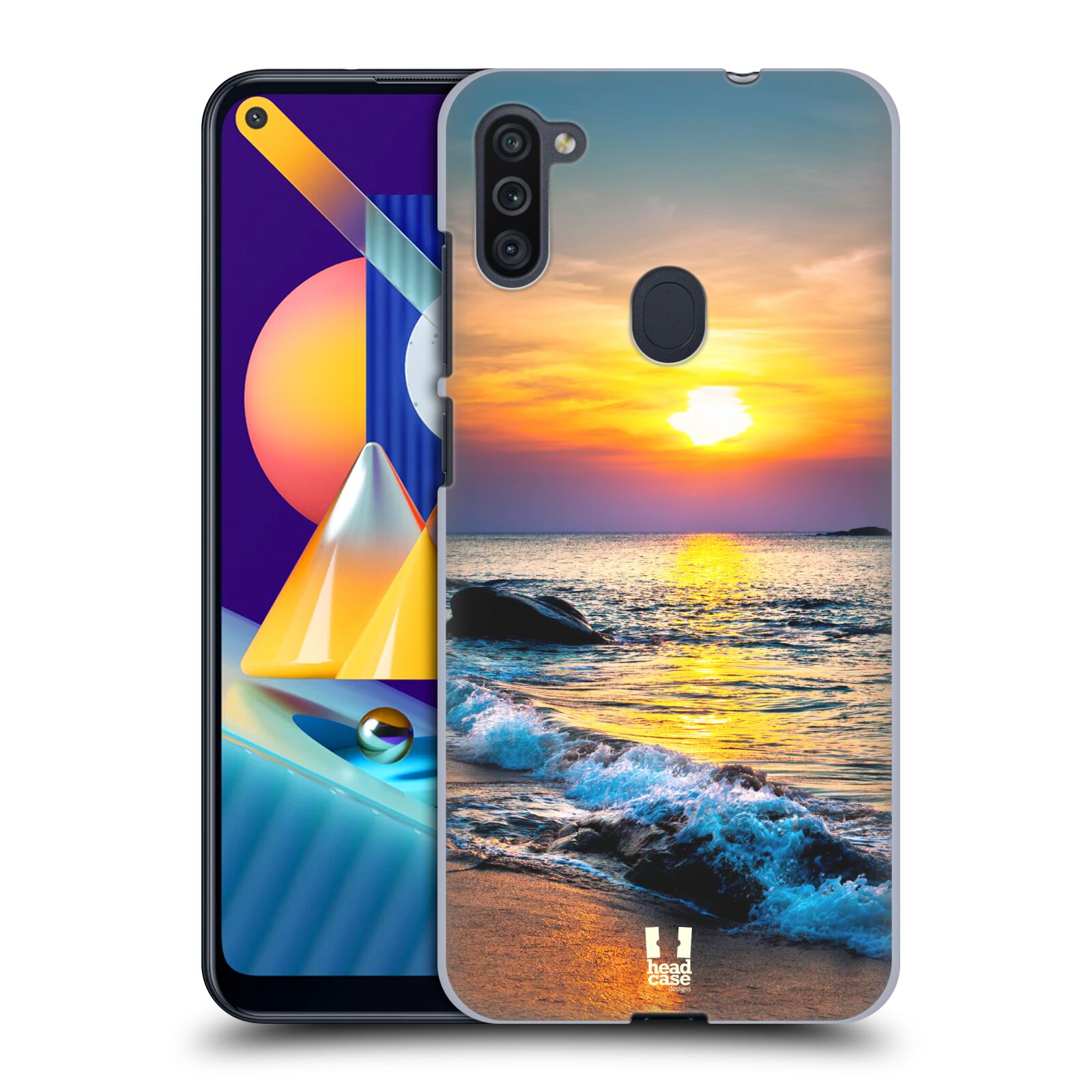 Plastový obal HEAD CASE na mobil Samsung Galaxy M11 vzor Pláže a Moře barevný západ slunce