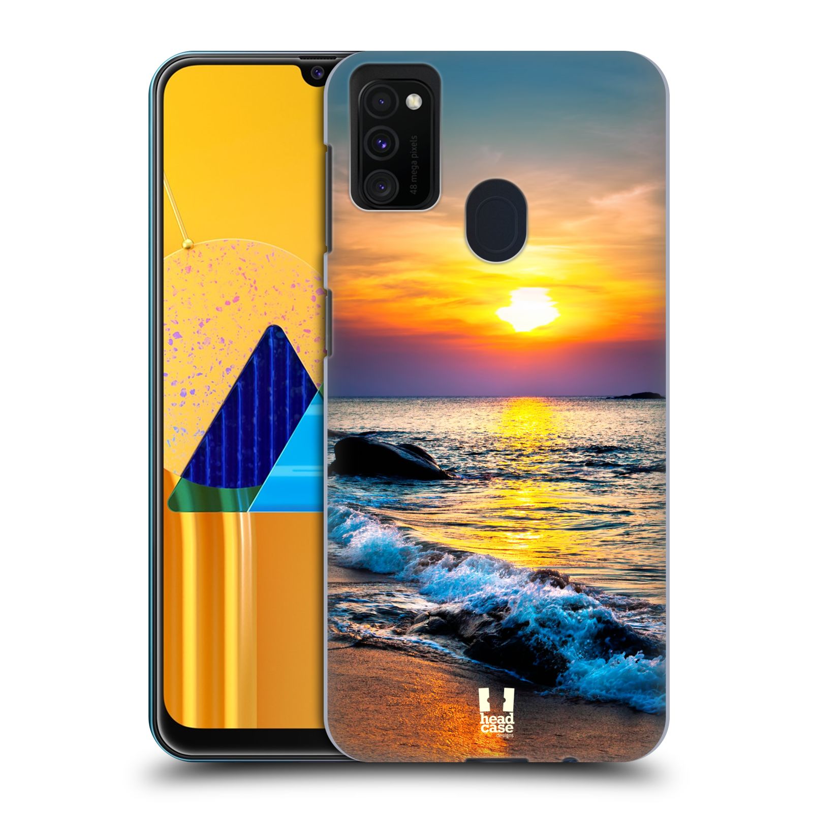 Plastový obal HEAD CASE na mobil Samsung Galaxy M30s vzor Pláže a Moře barevný západ slunce