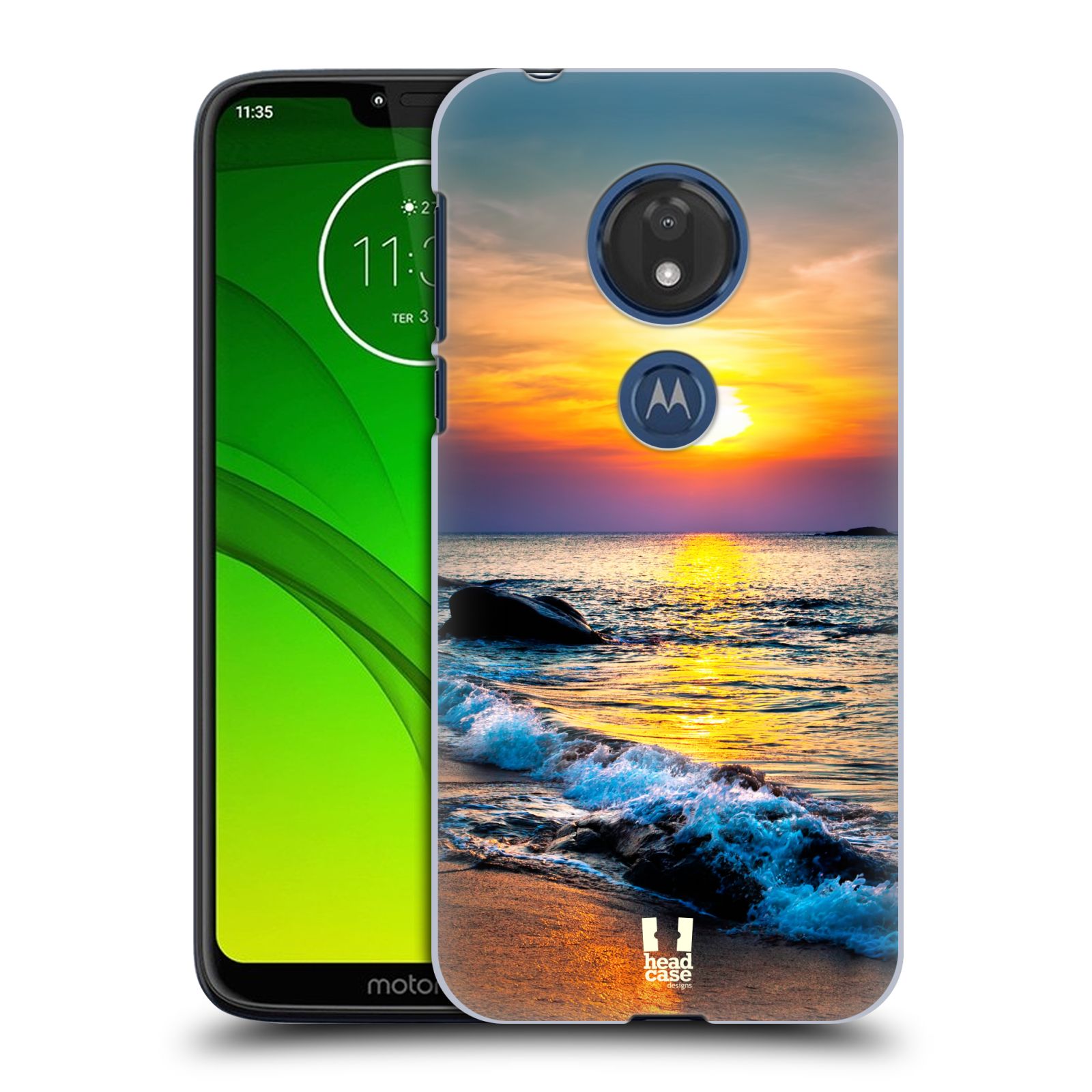 Pouzdro na mobil Motorola Moto G7 Play vzor Pláže a Moře barevný západ slunce