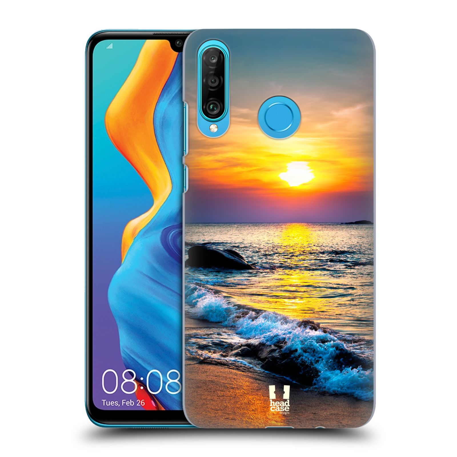 Pouzdro na mobil Huawei P30 LITE - HEAD CASE - vzor Pláže a Moře barevný západ slunce