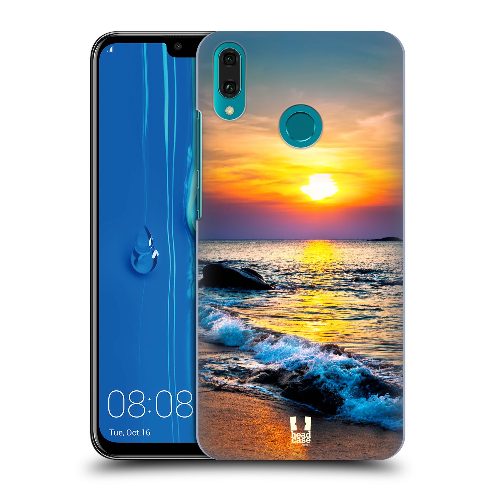 Pouzdro na mobil Huawei Y9 2019 - HEAD CASE - vzor Pláže a Moře barevný západ slunce